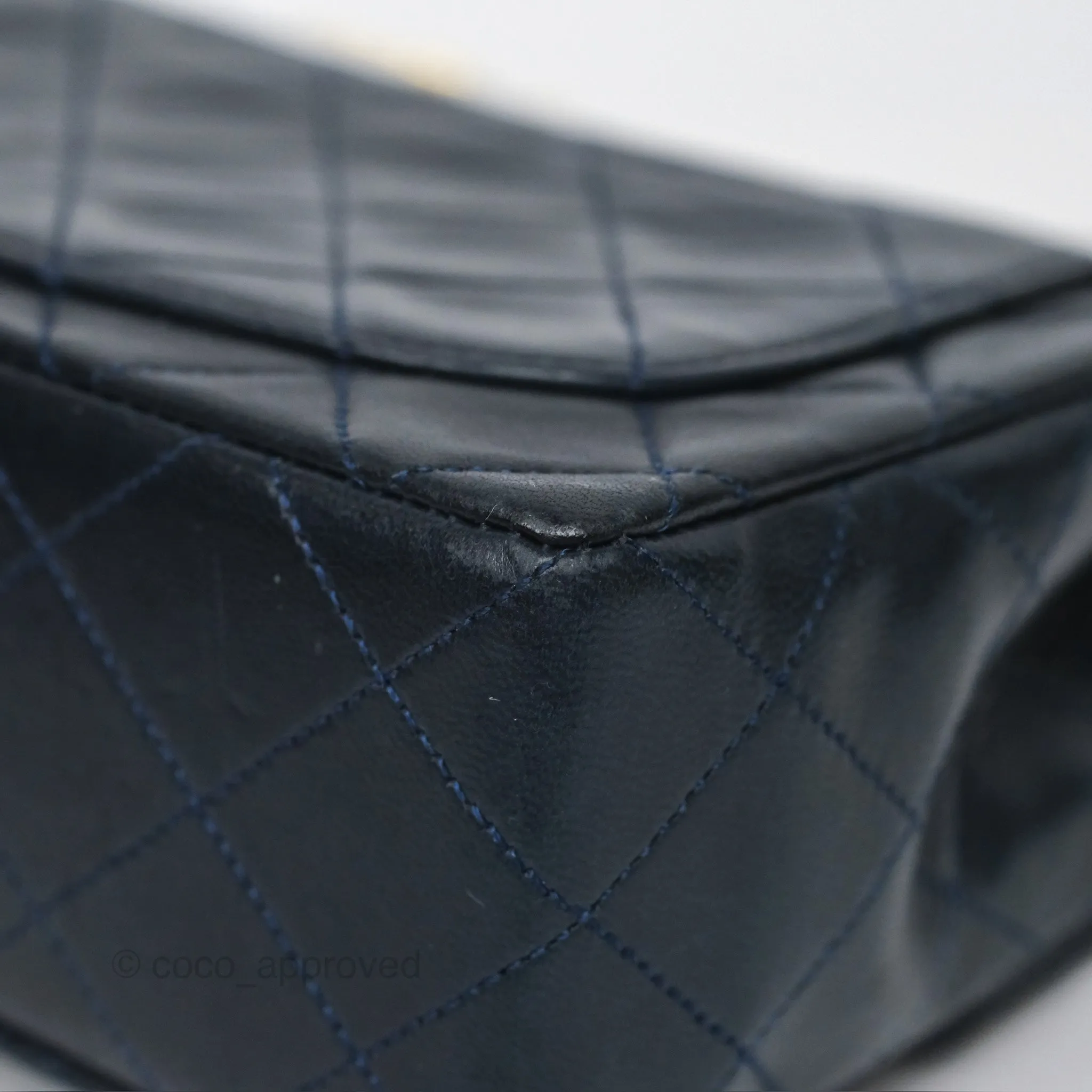 Chanel Vintage Mini Square Navy Lambskin 24K Gold Hardware