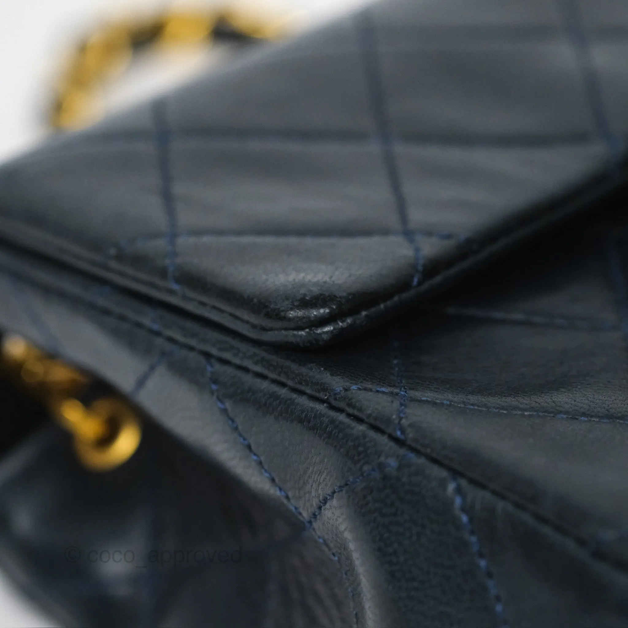 Chanel Vintage Mini Square Navy Lambskin 24K Gold Hardware