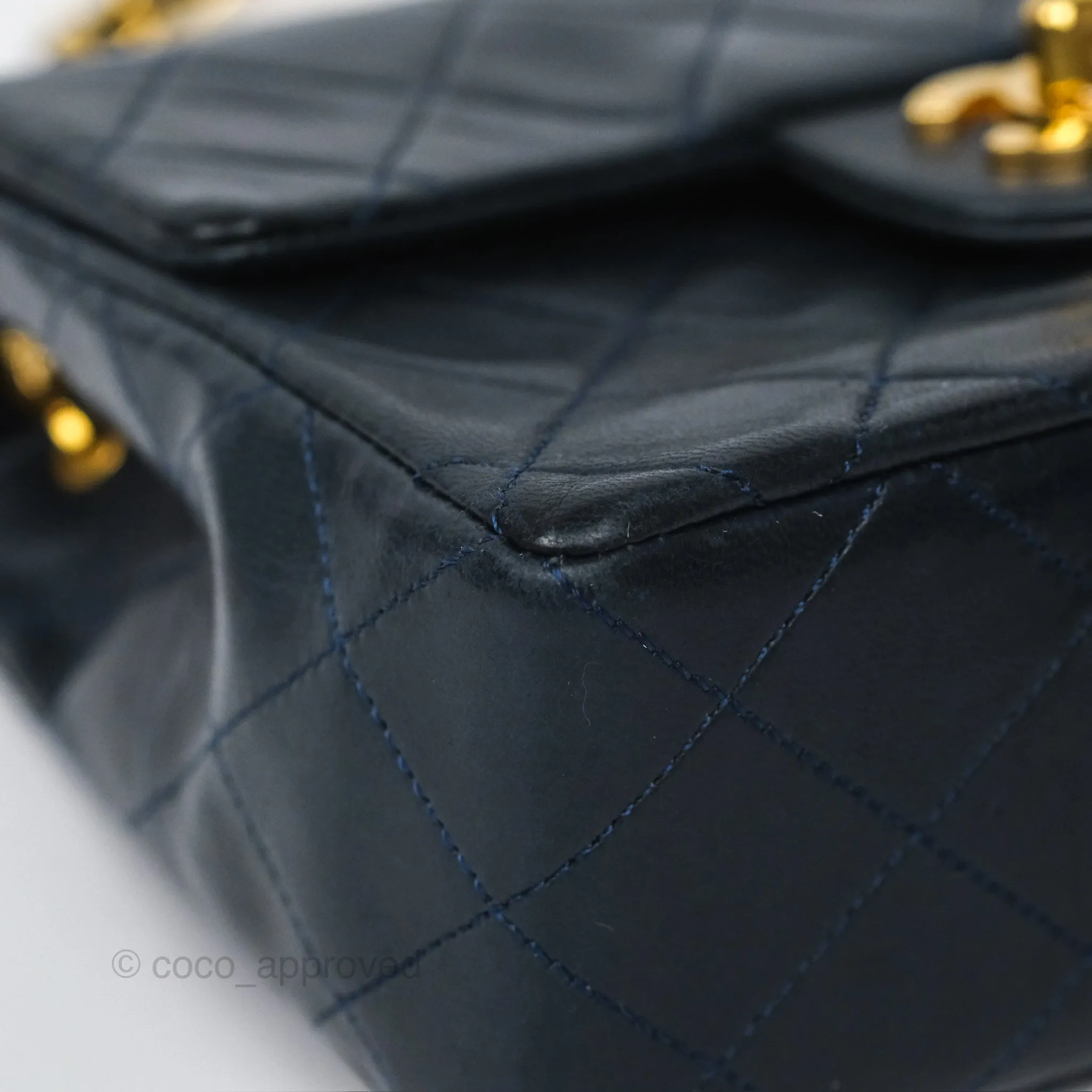 Chanel Vintage Mini Square Navy Lambskin 24K Gold Hardware