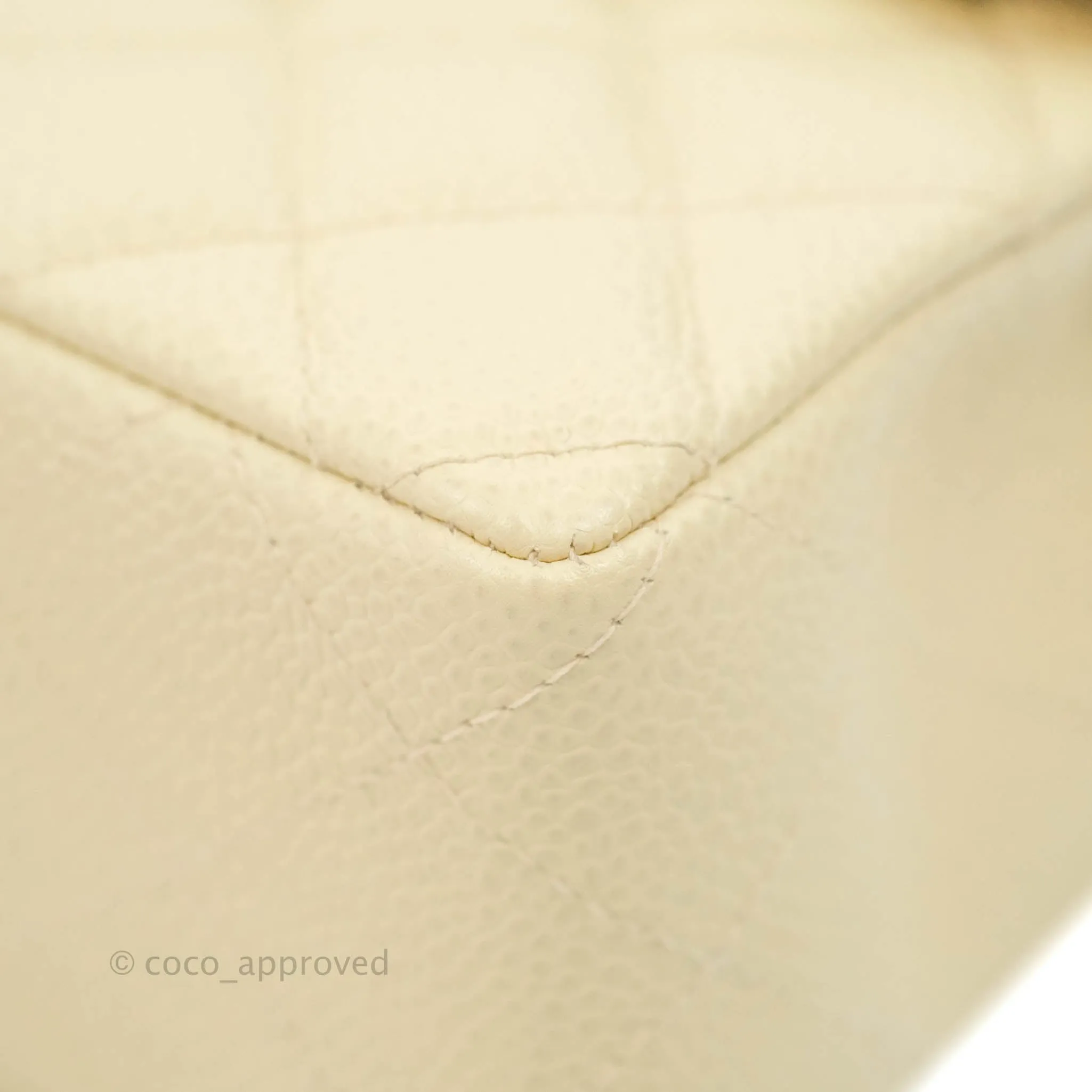 Chanel Vintage Quilted Mini Square Flap Pale Beige Caviar Silver Hardware