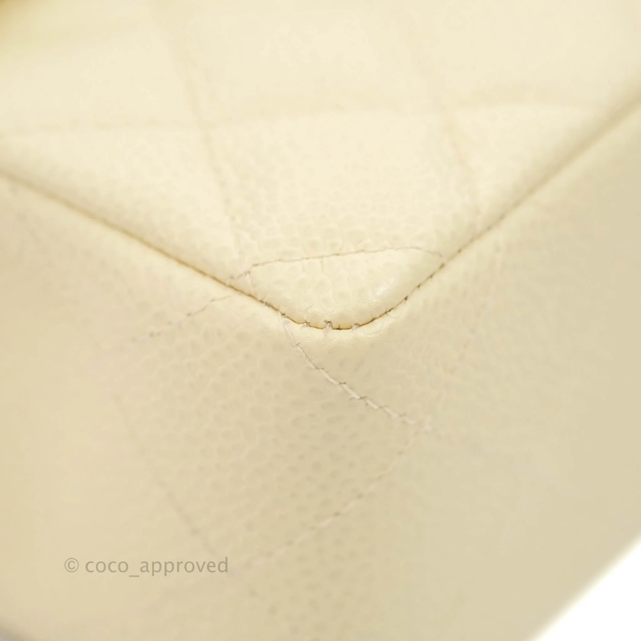 Chanel Vintage Quilted Mini Square Flap Pale Beige Caviar Silver Hardware