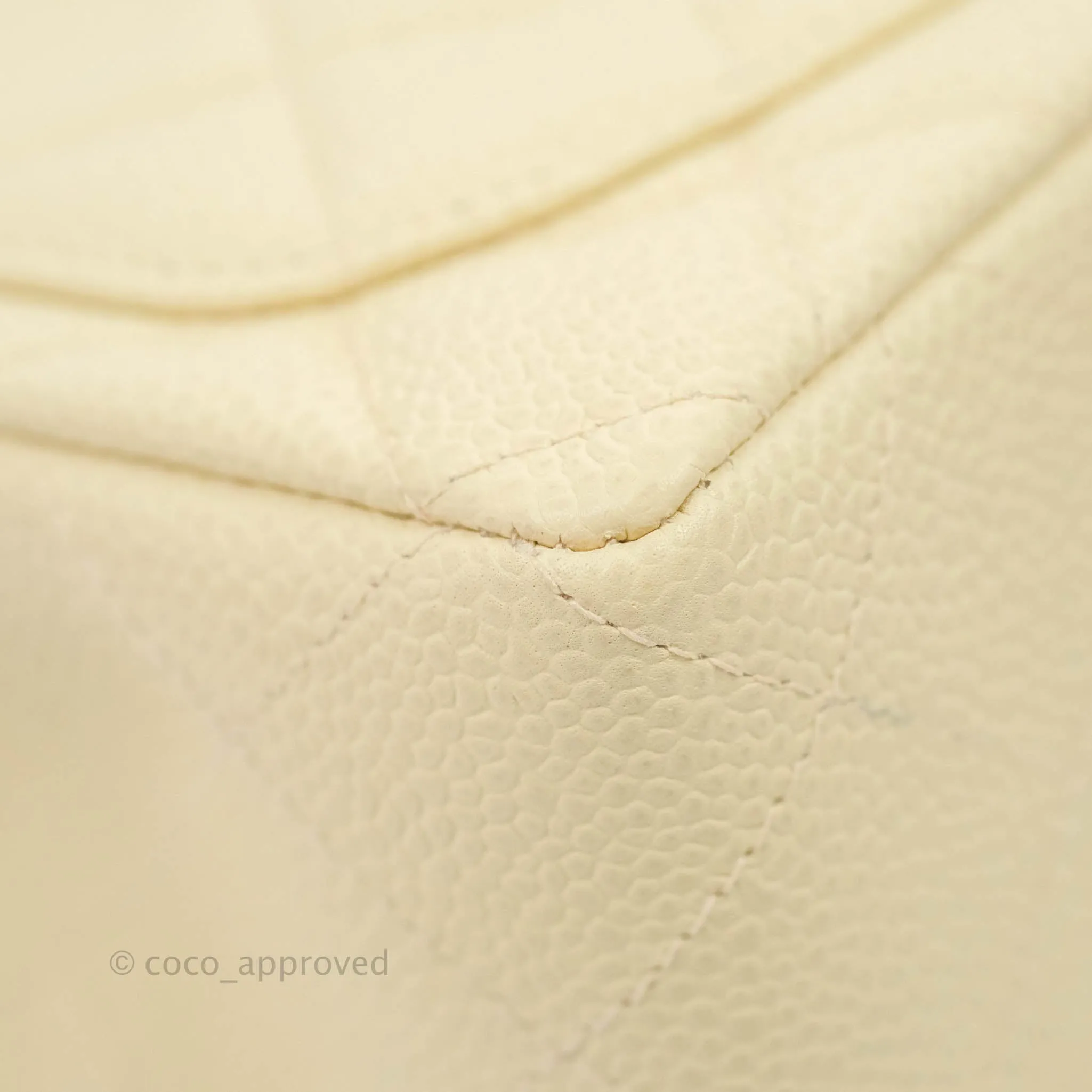 Chanel Vintage Quilted Mini Square Flap Pale Beige Caviar Silver Hardware