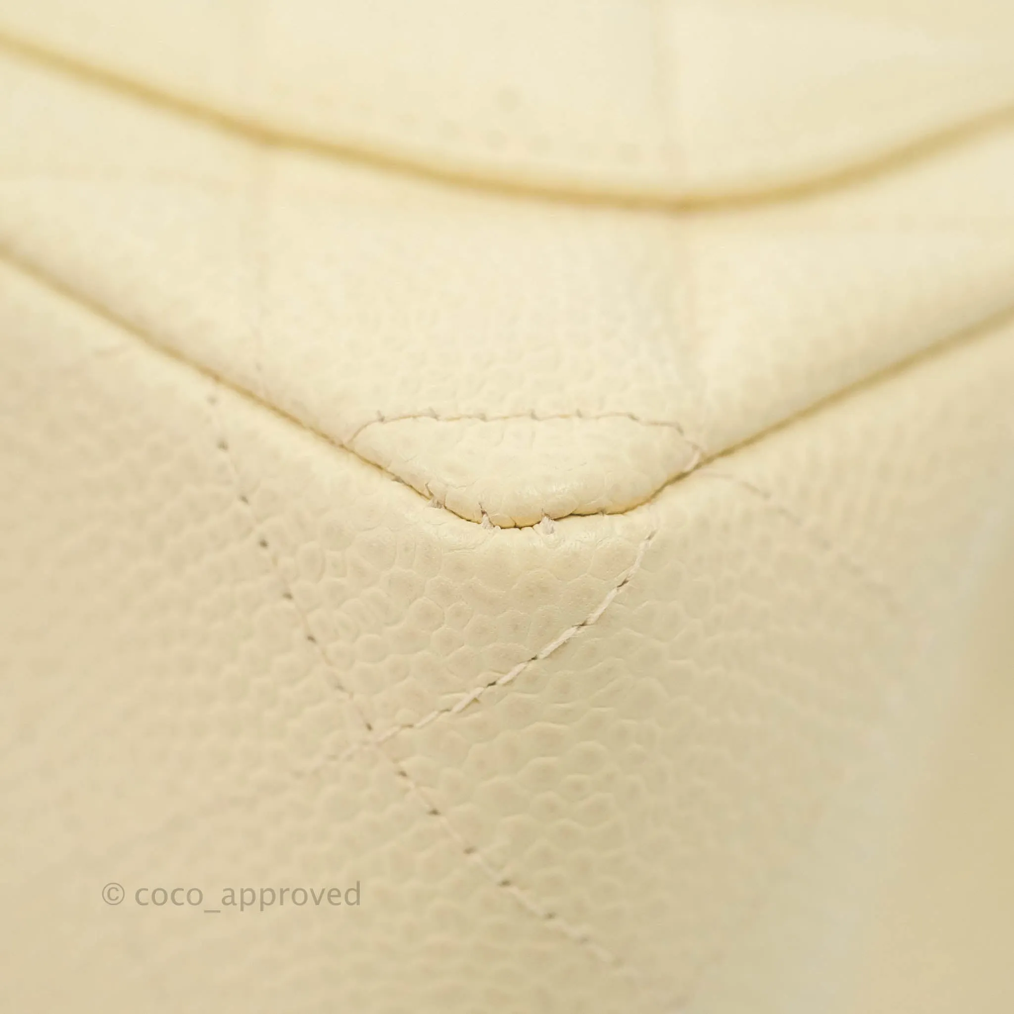 Chanel Vintage Quilted Mini Square Flap Pale Beige Caviar Silver Hardware