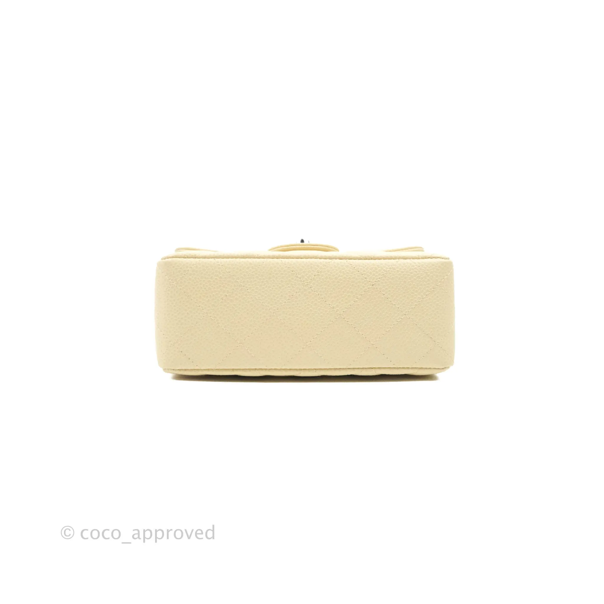 Chanel Vintage Quilted Mini Square Flap Pale Beige Caviar Silver Hardware