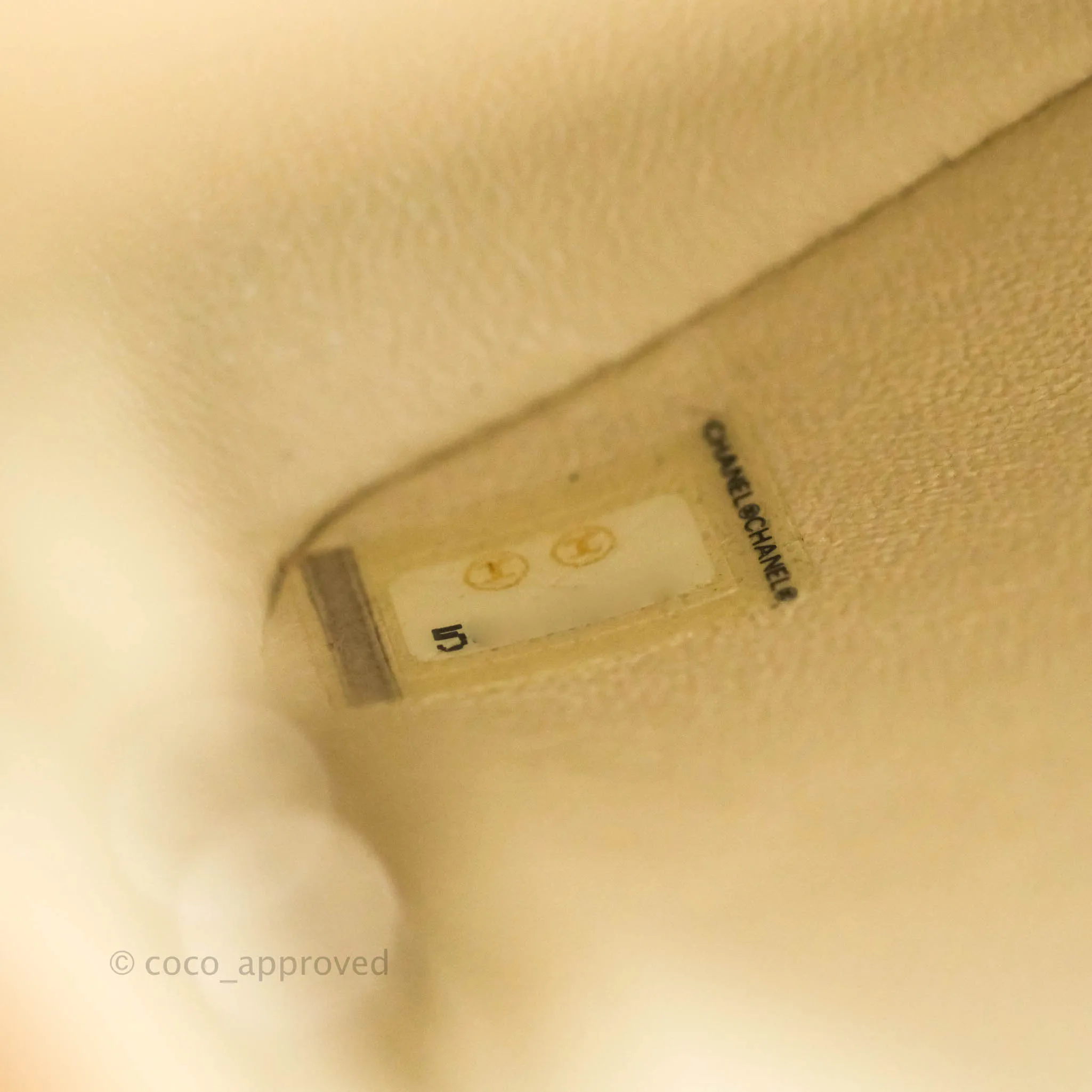Chanel Vintage Quilted Mini Square Flap Pale Beige Caviar Silver Hardware