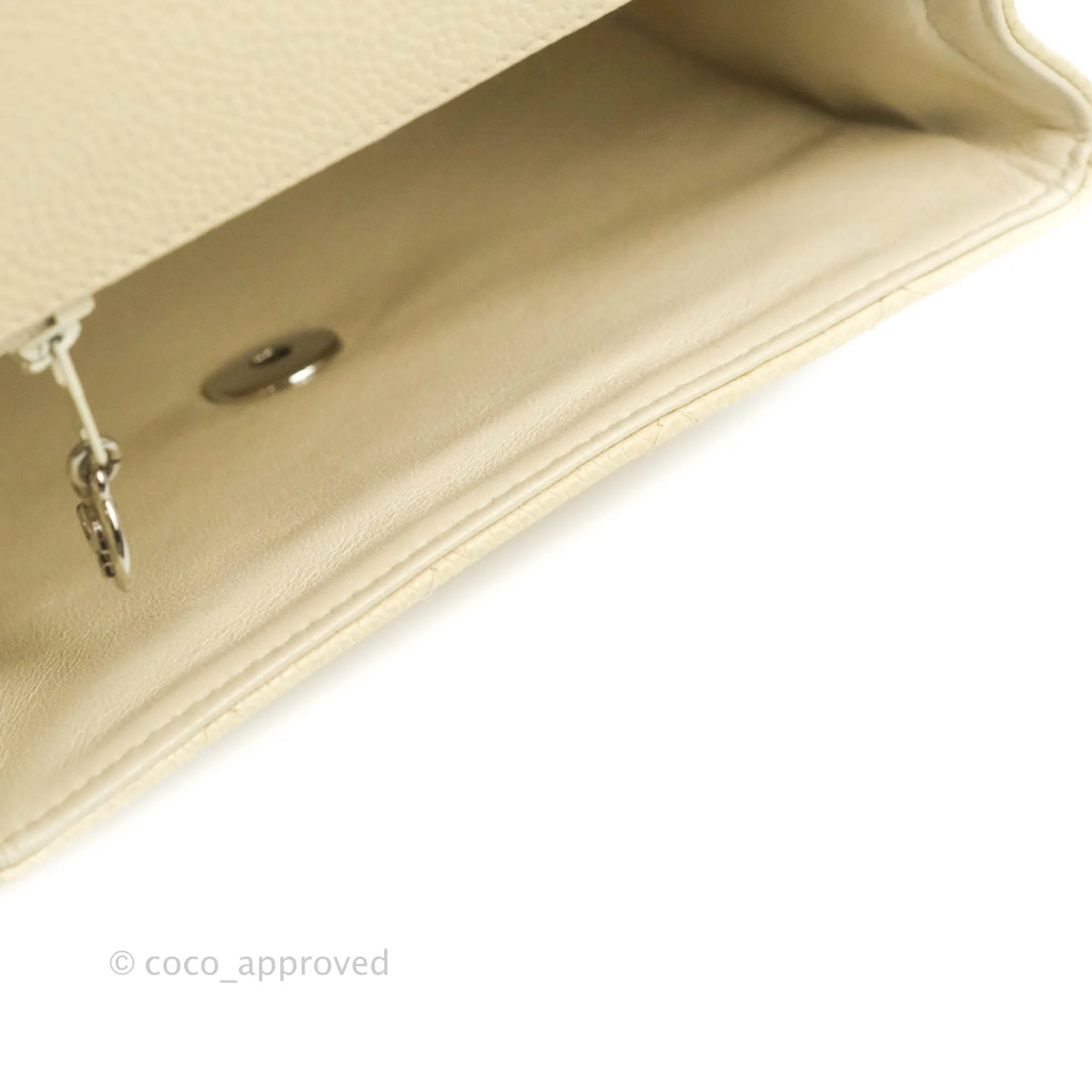 Chanel Vintage Quilted Mini Square Flap Pale Beige Caviar Silver Hardware