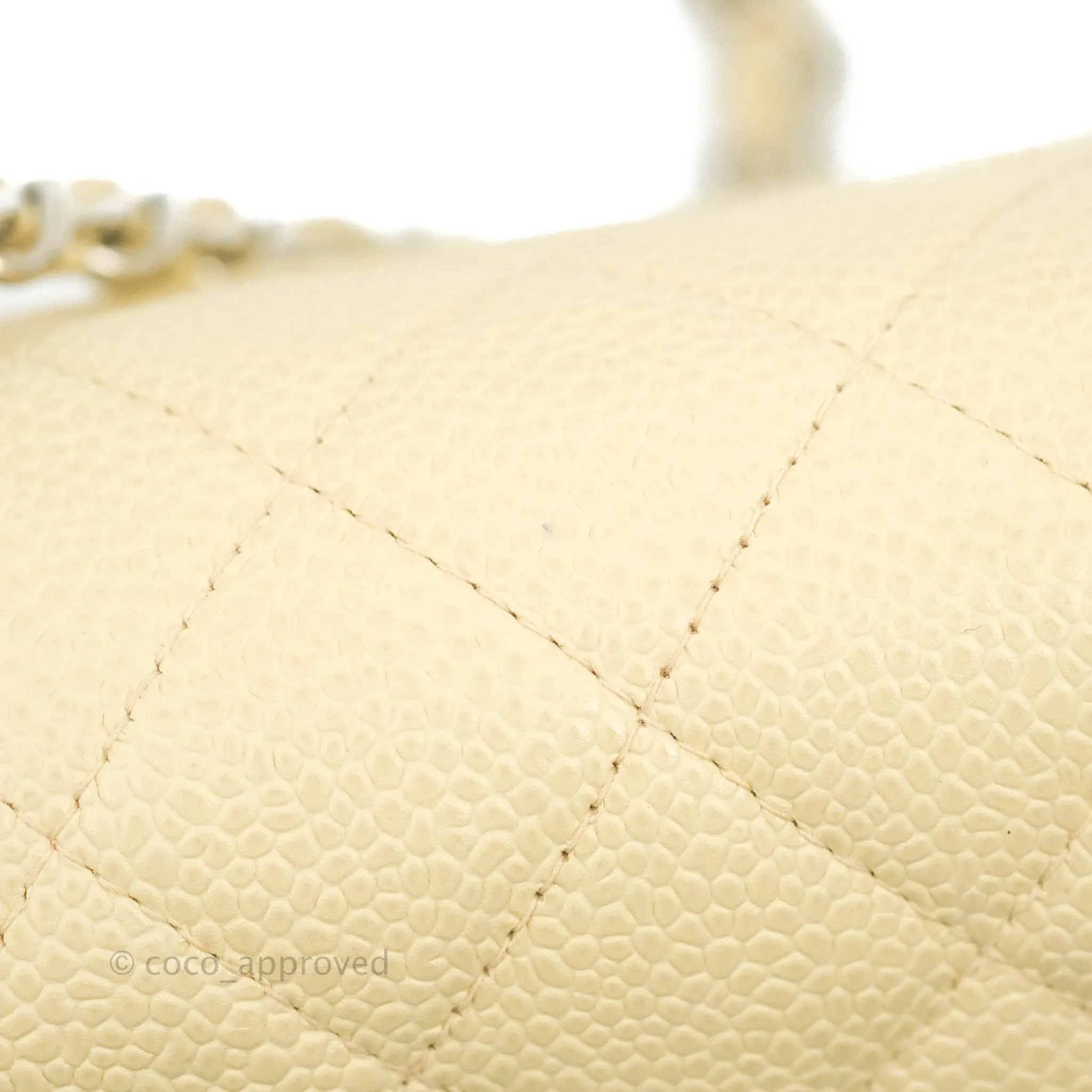 Chanel Vintage Quilted Mini Square Flap Pale Beige Caviar Silver Hardware