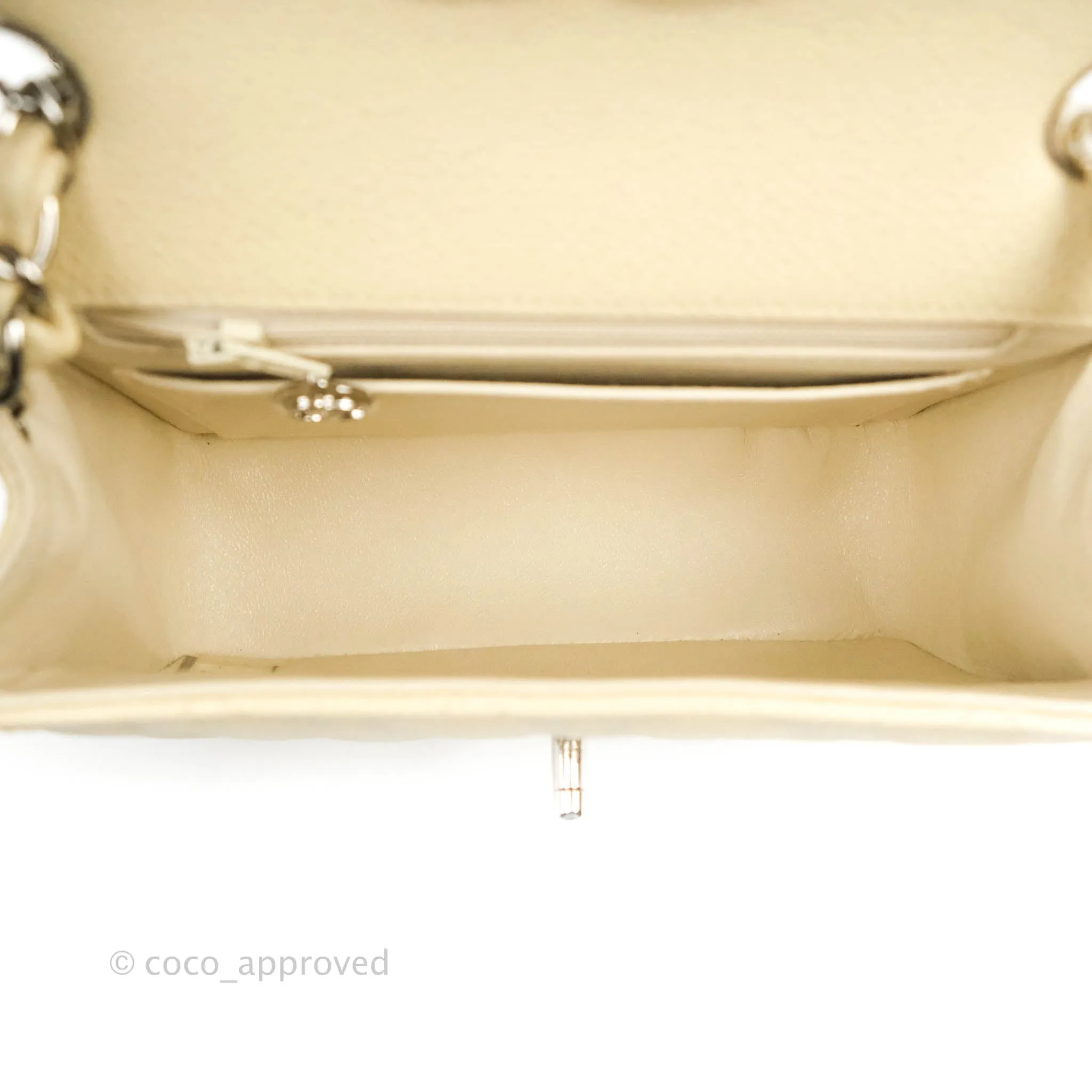 Chanel Vintage Quilted Mini Square Flap Pale Beige Caviar Silver Hardware