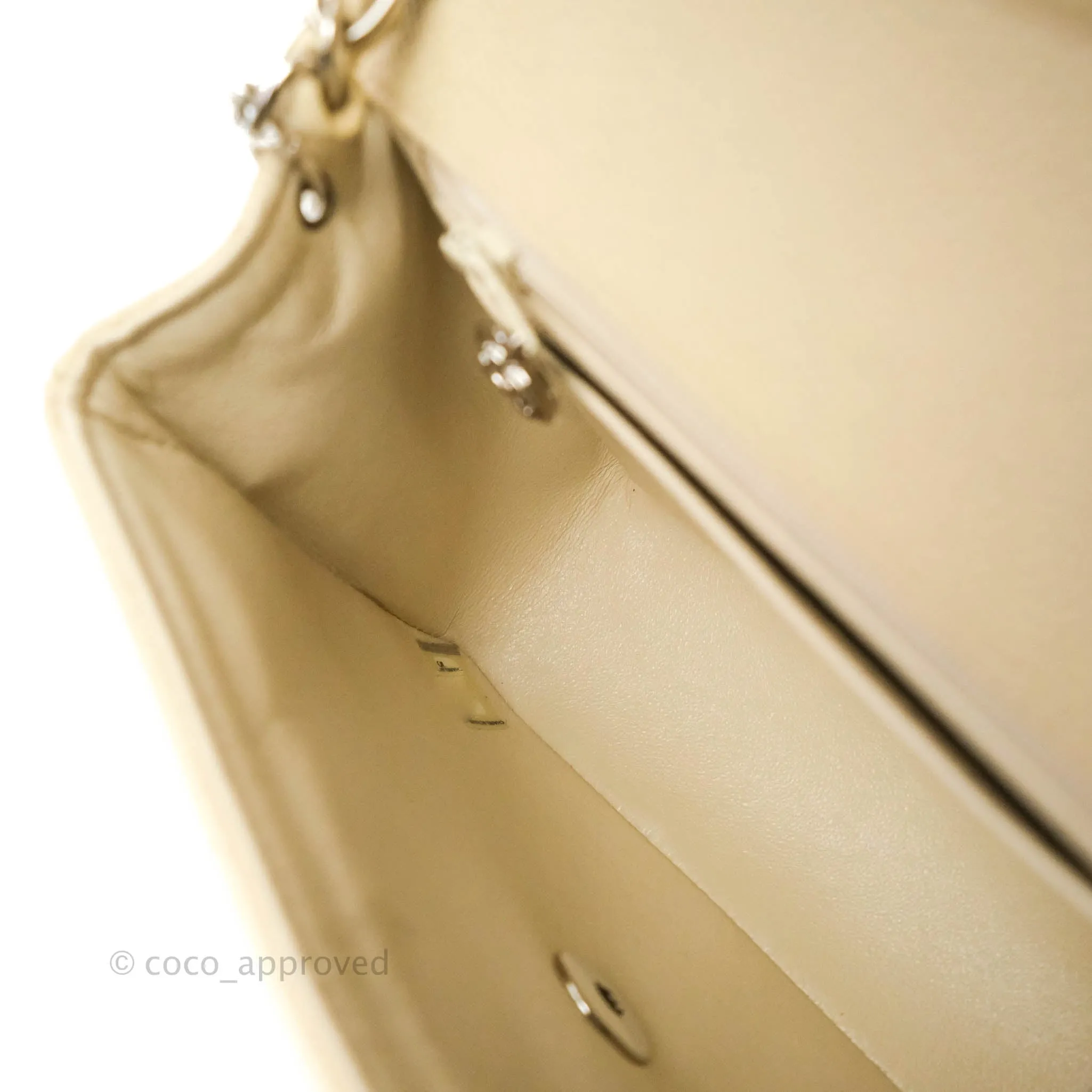 Chanel Vintage Quilted Mini Square Flap Pale Beige Caviar Silver Hardware
