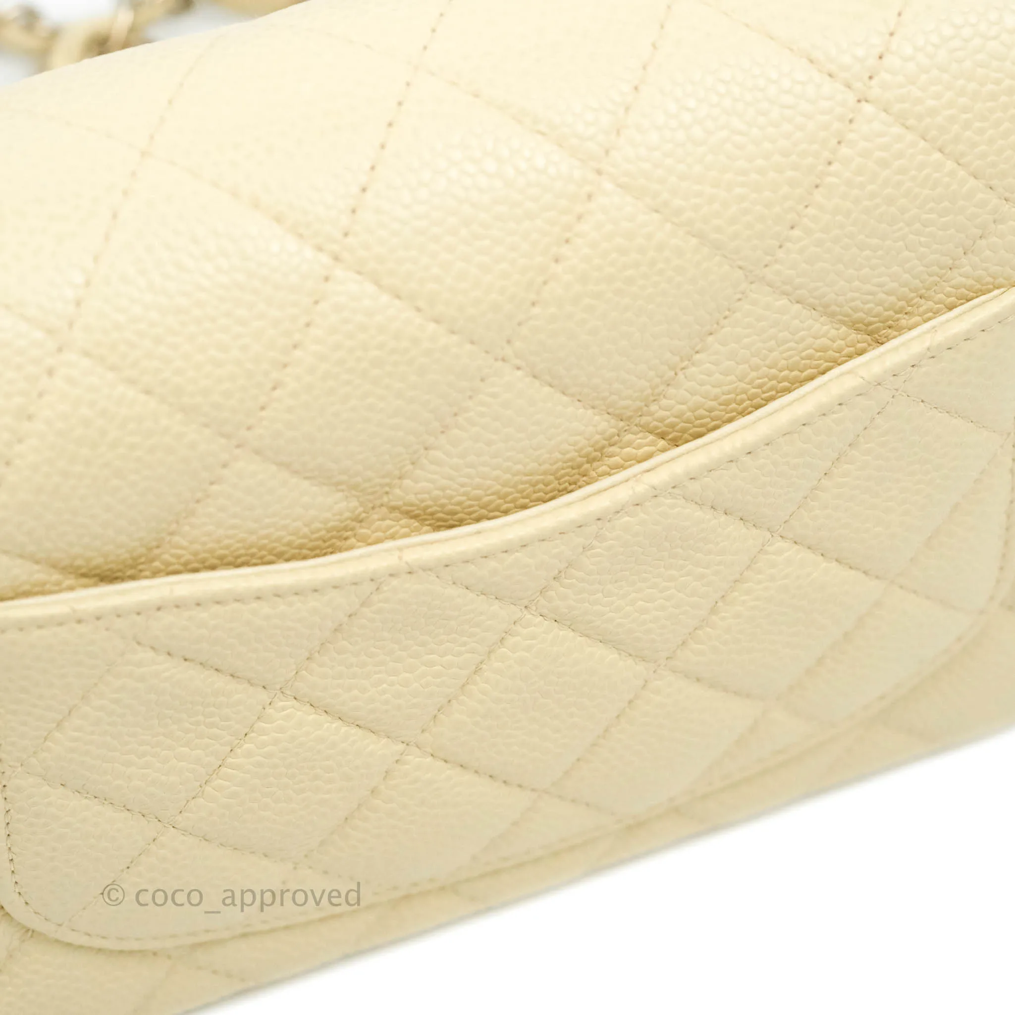 Chanel Vintage Quilted Mini Square Flap Pale Beige Caviar Silver Hardware