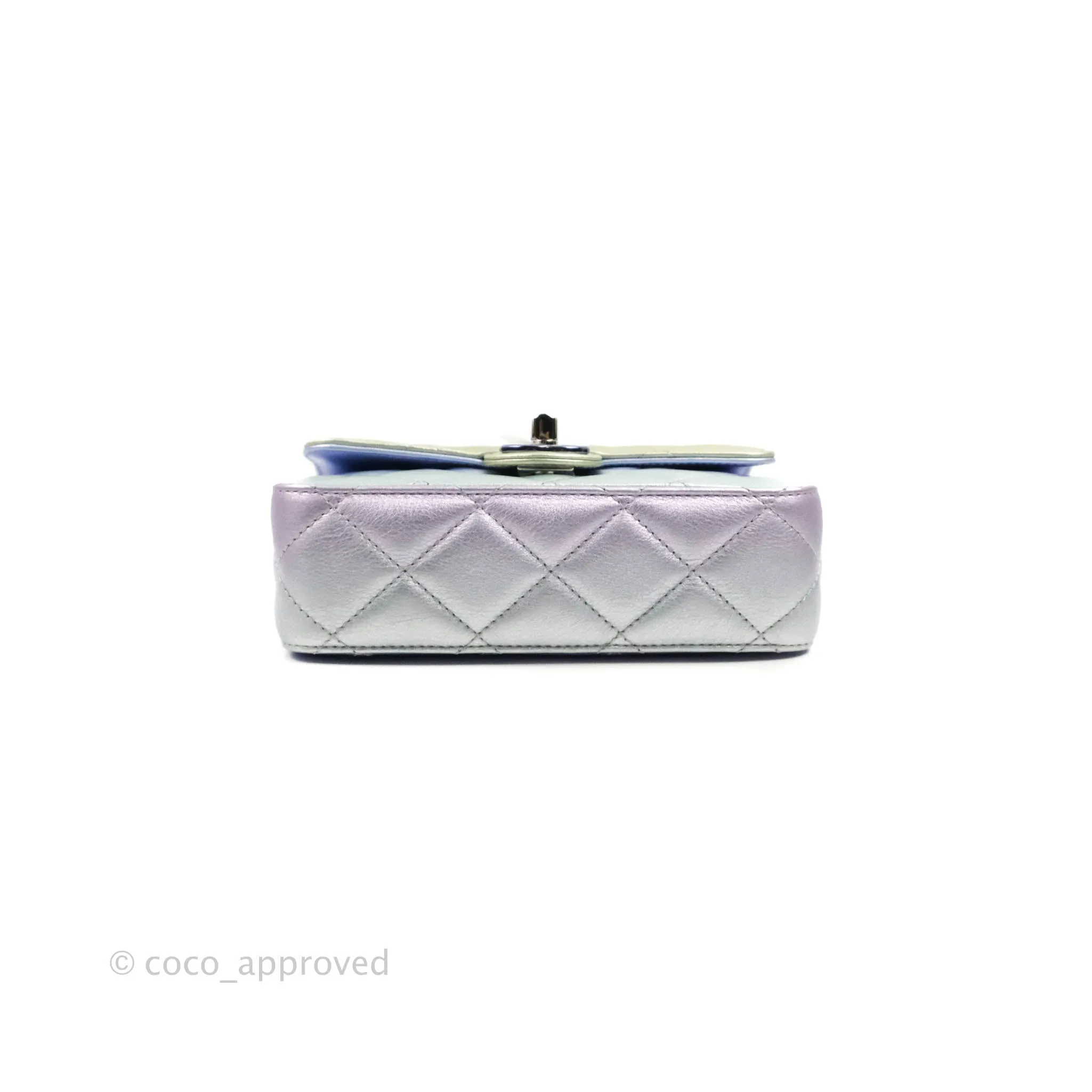 Chanel Wristlet Clutch Iridescent Rainbow Calfskin Leather 21K