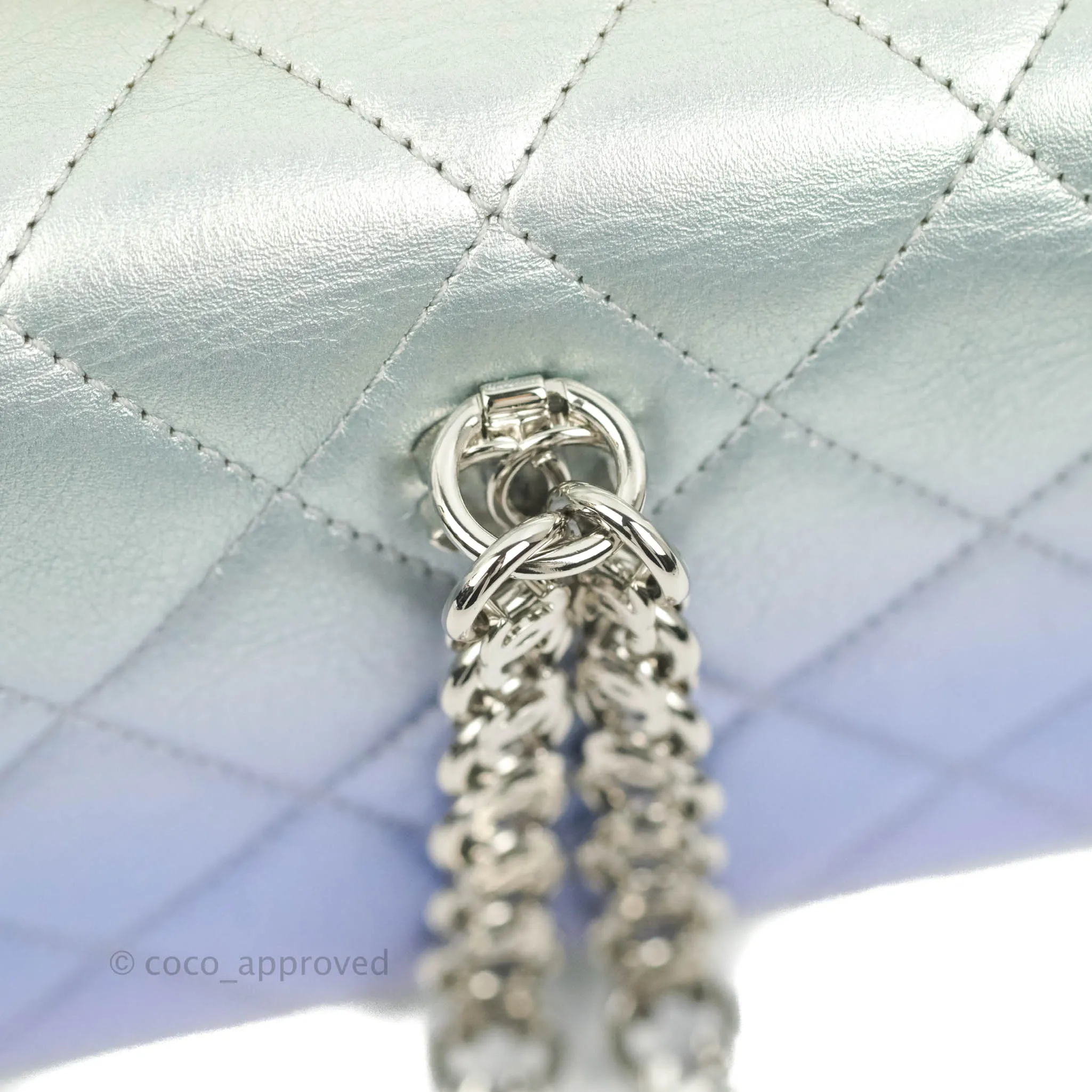 Chanel Wristlet Clutch Iridescent Rainbow Calfskin Leather 21K
