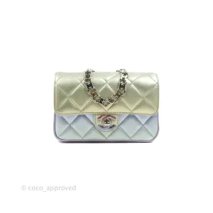 Chanel Wristlet Clutch Iridescent Rainbow Calfskin Leather 21K