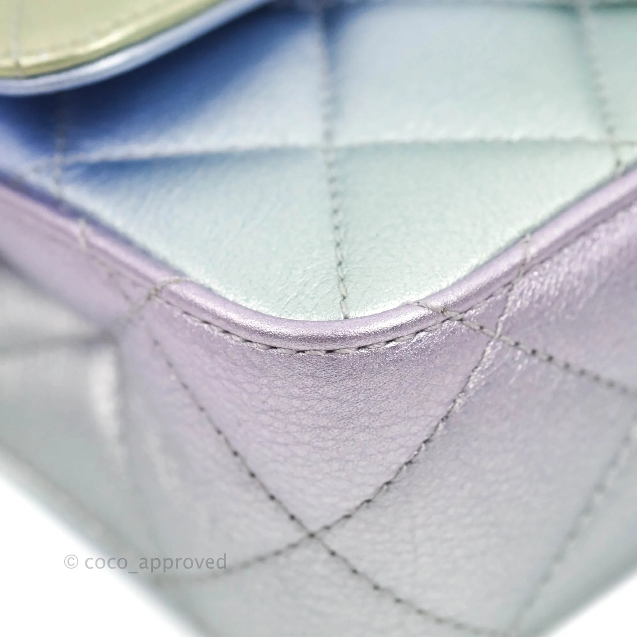 Chanel Wristlet Clutch Iridescent Rainbow Calfskin Leather 21K