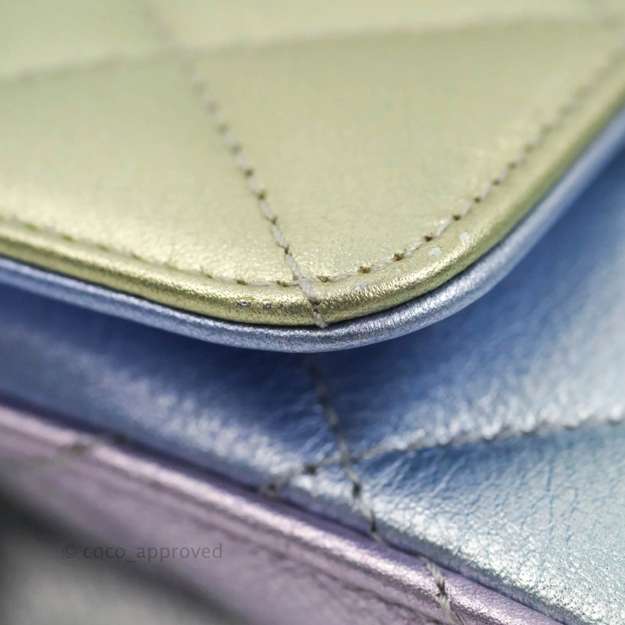 Chanel Wristlet Clutch Iridescent Rainbow Calfskin Leather 21K