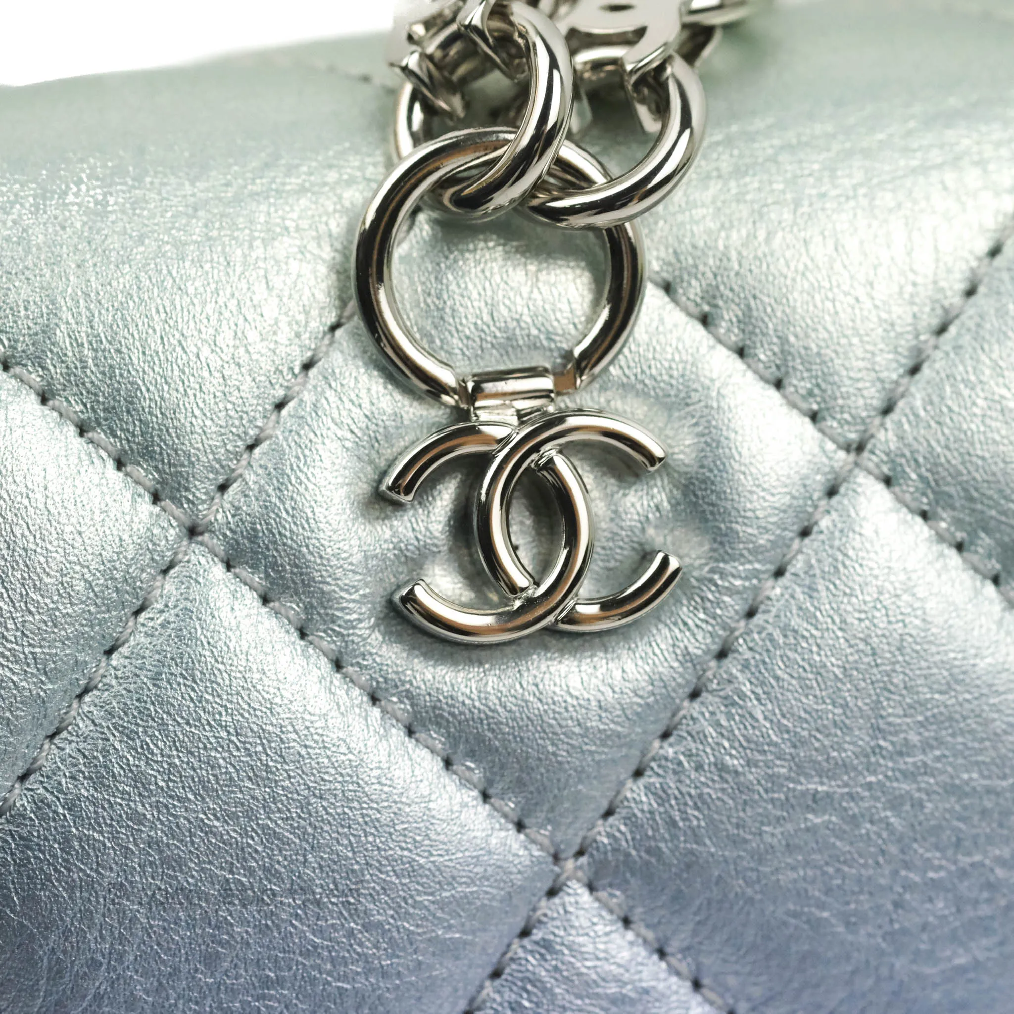 Chanel Wristlet Clutch Iridescent Rainbow Calfskin Leather 21K