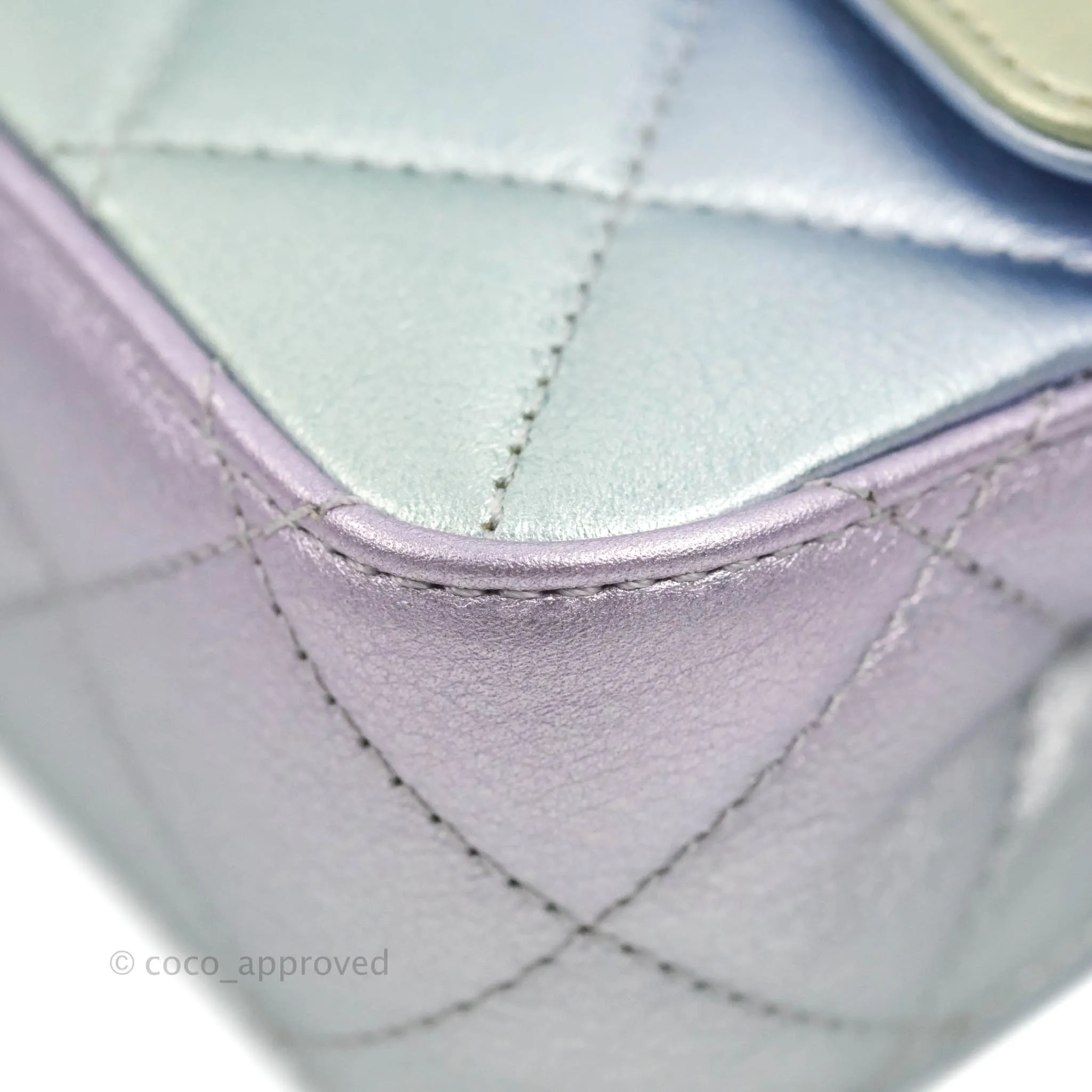 Chanel Wristlet Clutch Iridescent Rainbow Calfskin Leather 21K
