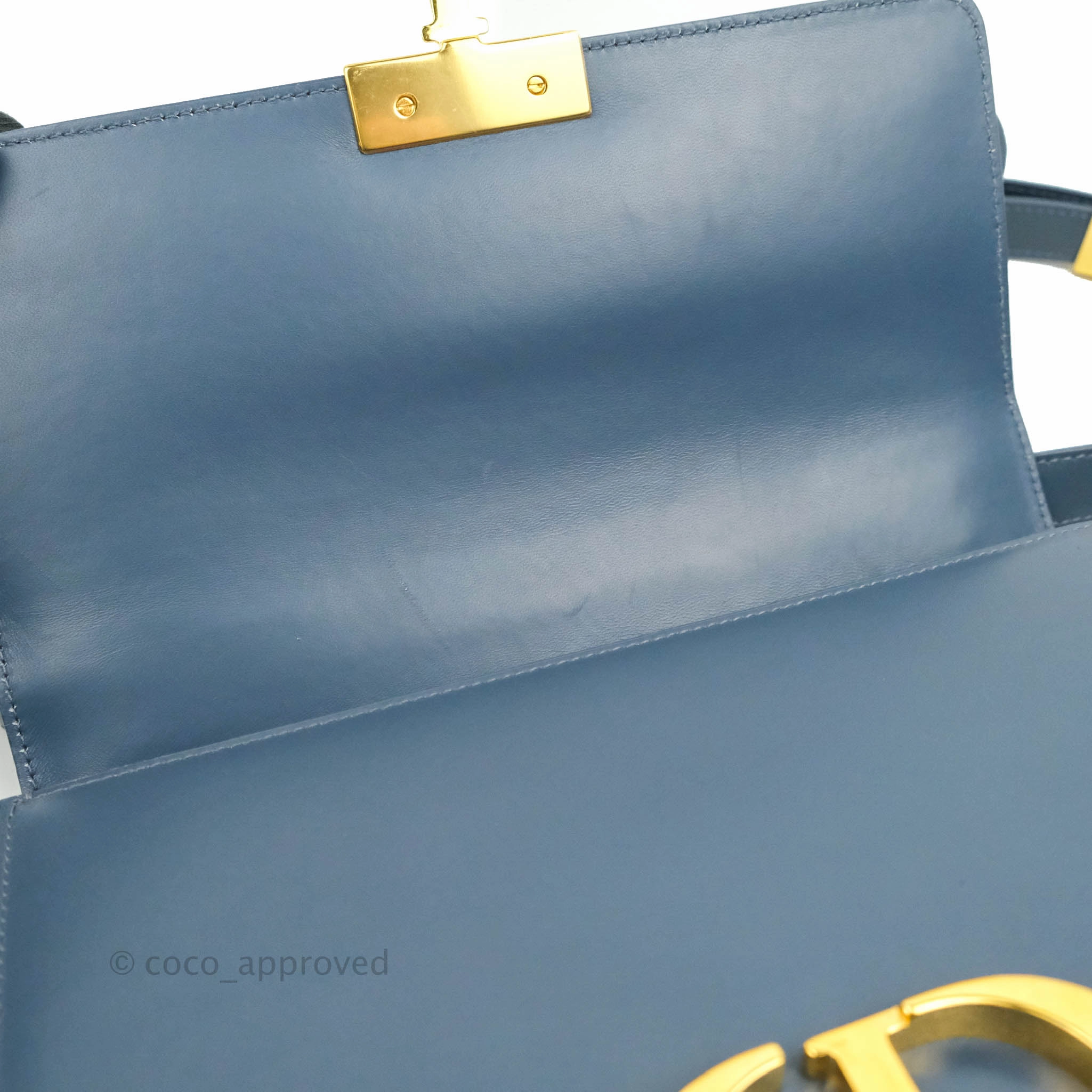 Christian Dior 30 Montaigne Bag Blue Calfskin Gold Hardware