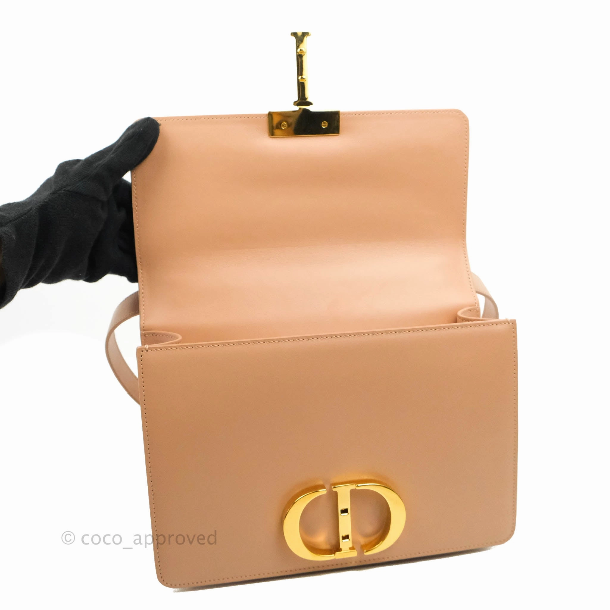 Christian Dior 30 Montaigne Bag Rose Beige Calfskin Gold Hardware