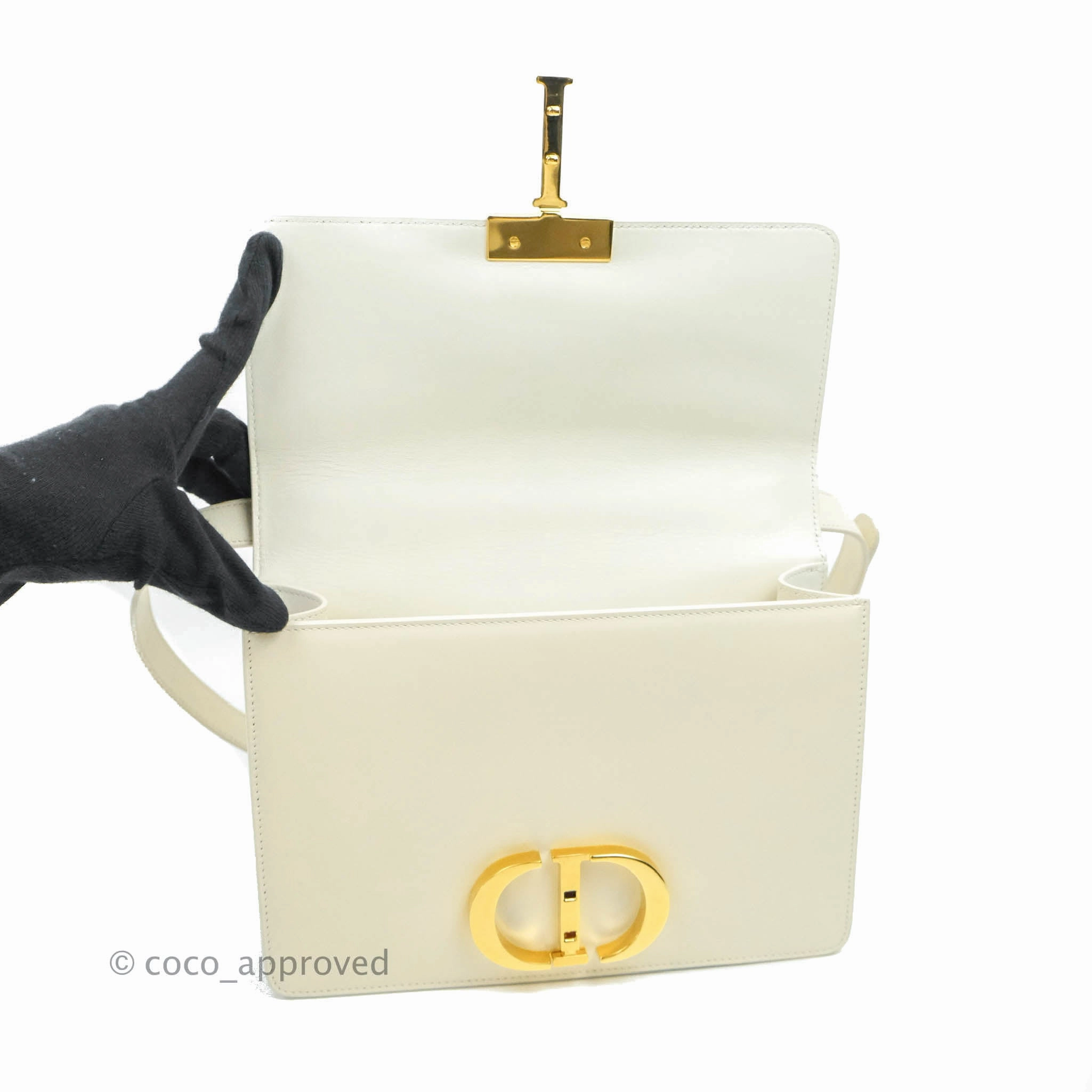 Christian Dior 30 Montaigne Bag White Calfskin Gold Hardware