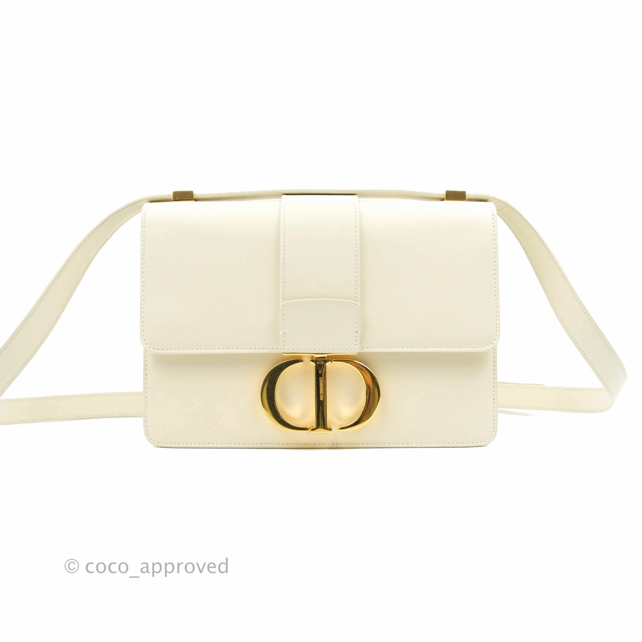 Christian Dior 30 Montaigne Bag White Calfskin Gold Hardware