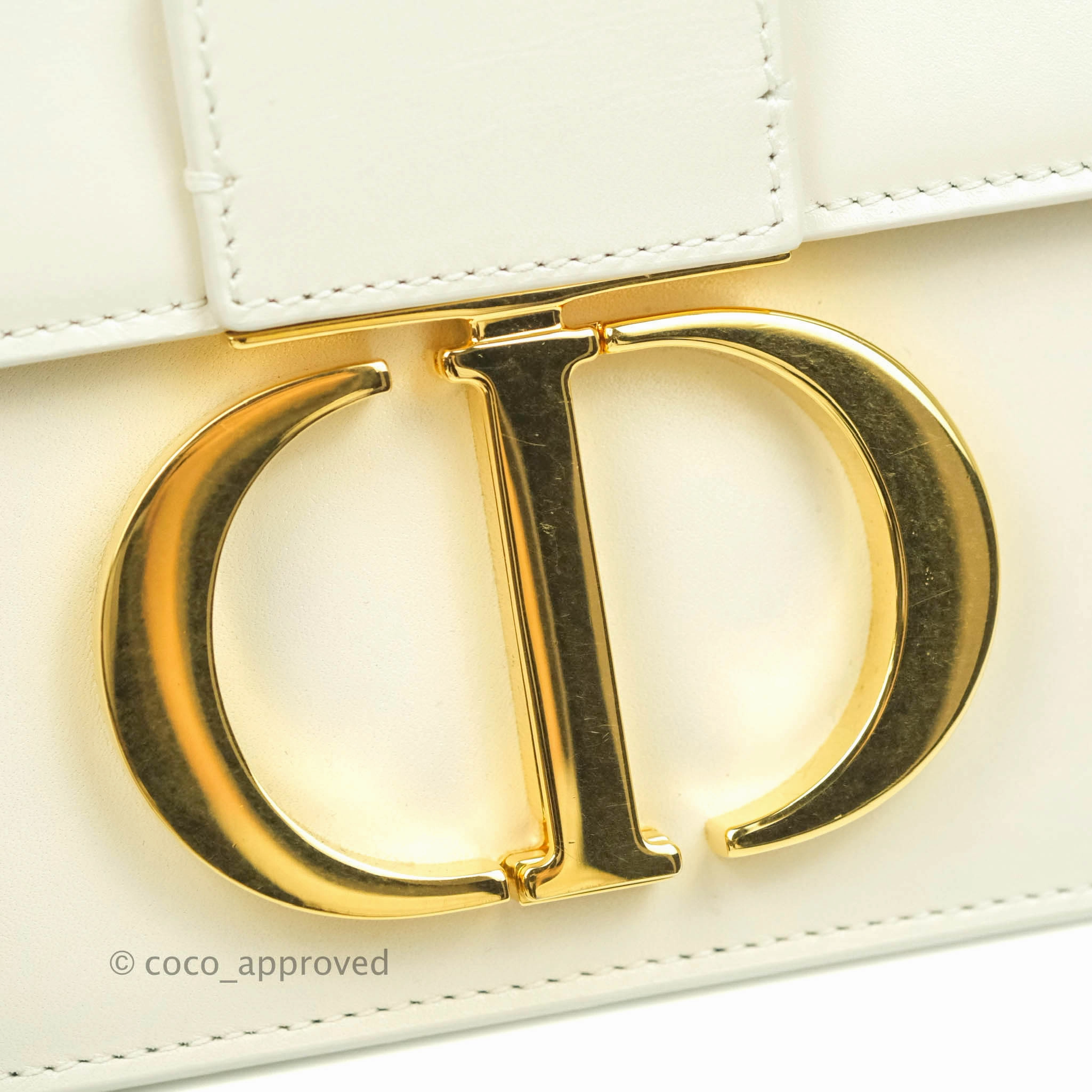 Christian Dior 30 Montaigne Bag White Calfskin Gold Hardware