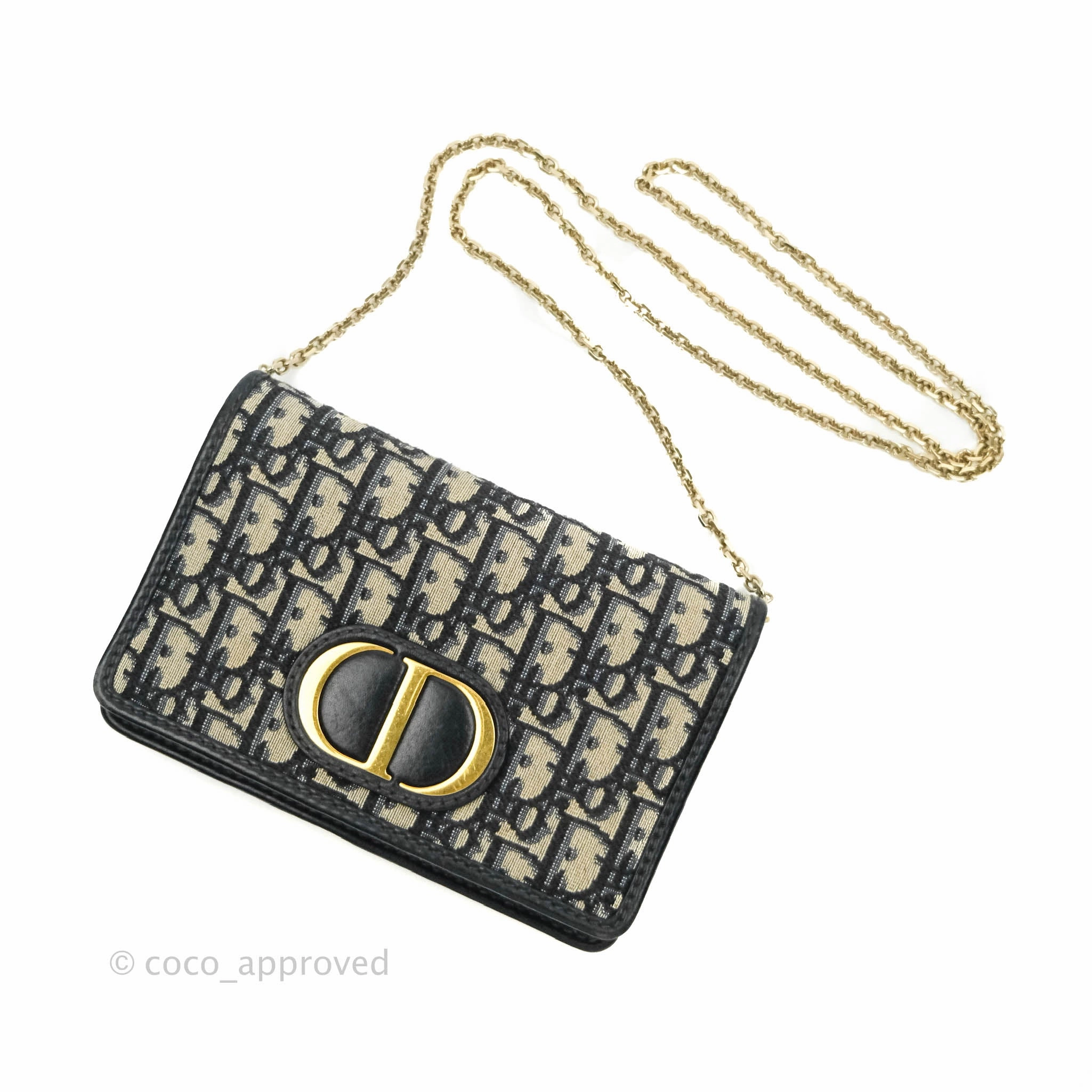 Christian Dior 30 Montaigne Blue Oblique Jacquard 2-in-1 Pouch