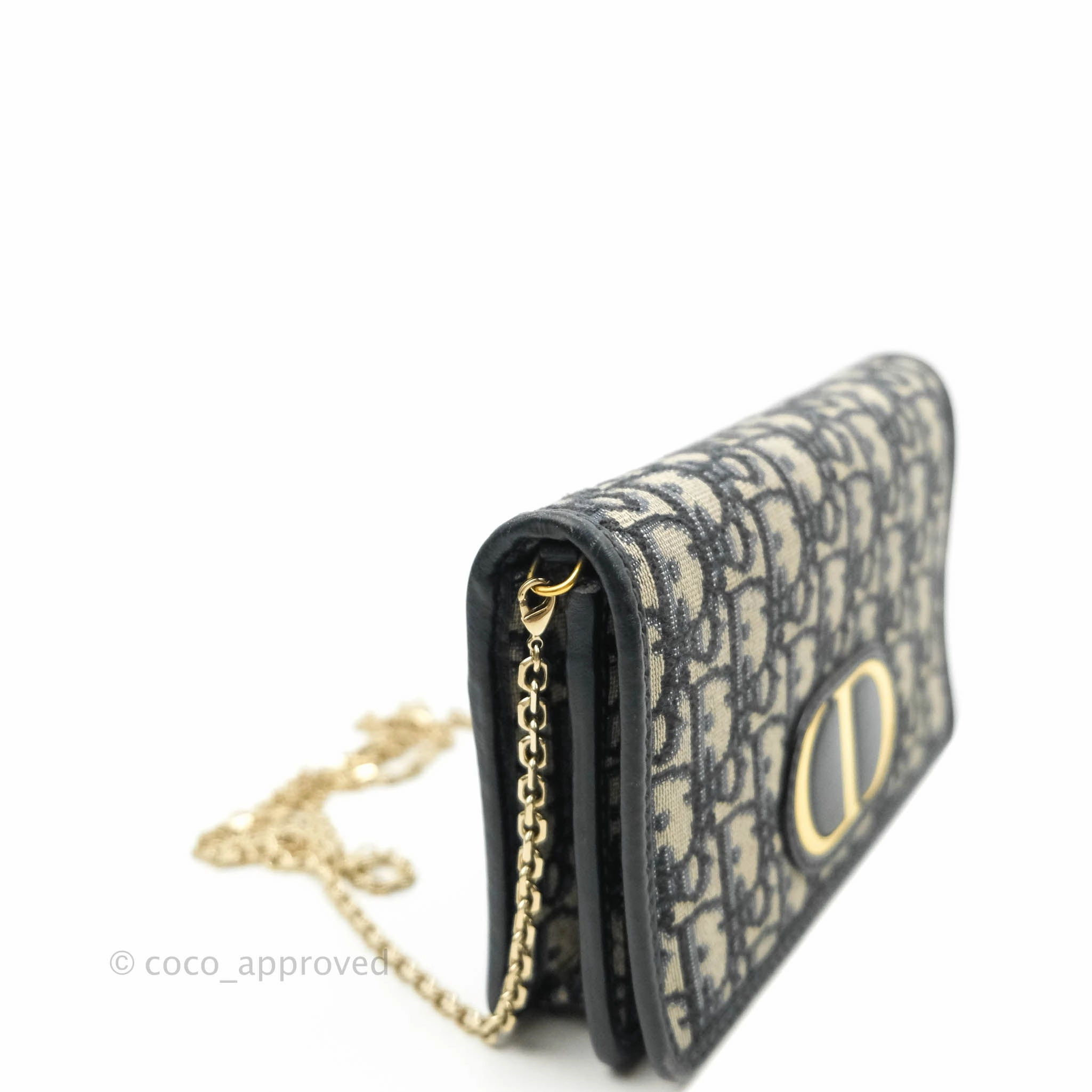 Christian Dior 30 Montaigne Blue Oblique Jacquard 2-in-1 Pouch