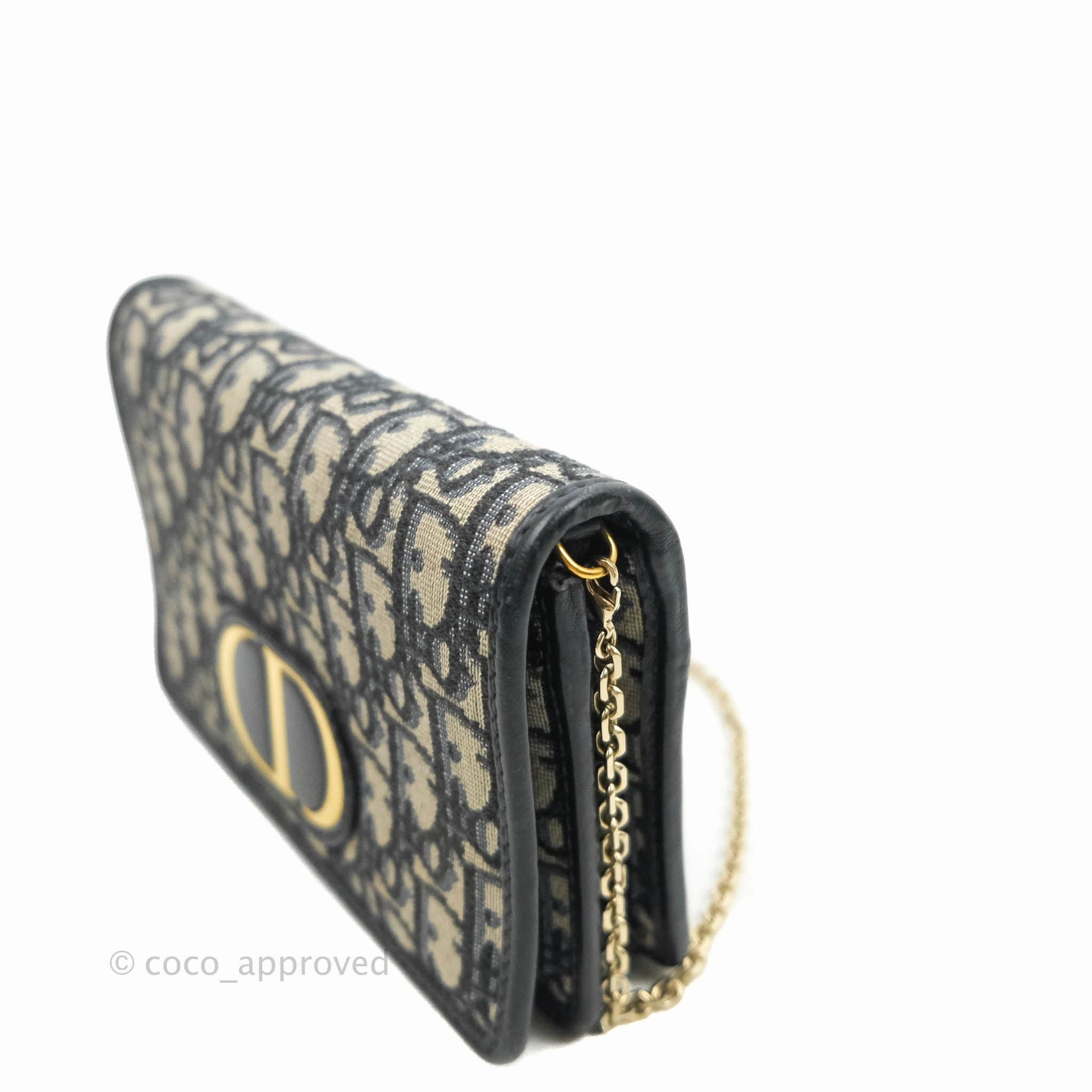 Christian Dior 30 Montaigne Blue Oblique Jacquard 2-in-1 Pouch