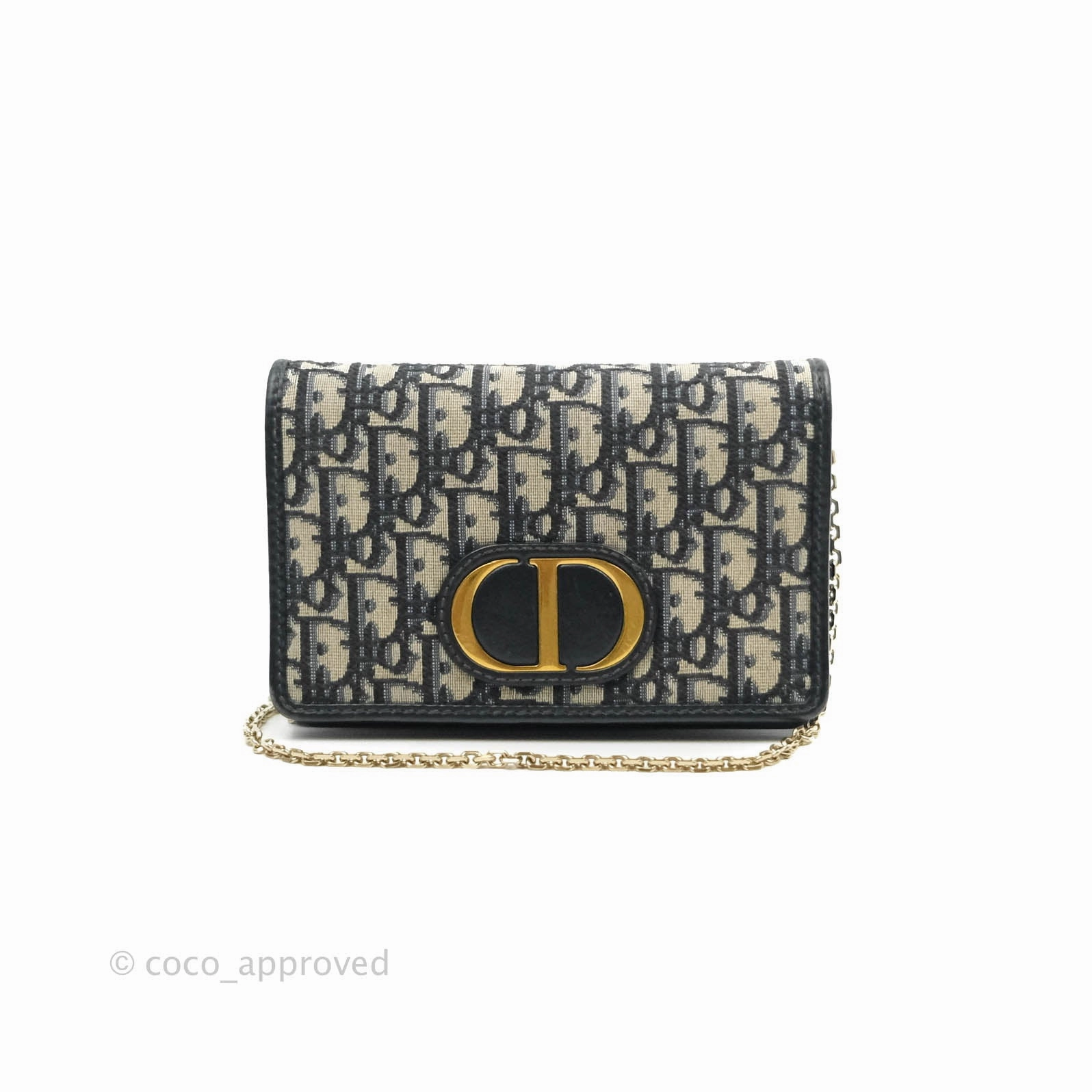 Christian Dior 30 Montaigne Blue Oblique Jacquard 2-in-1 Pouch