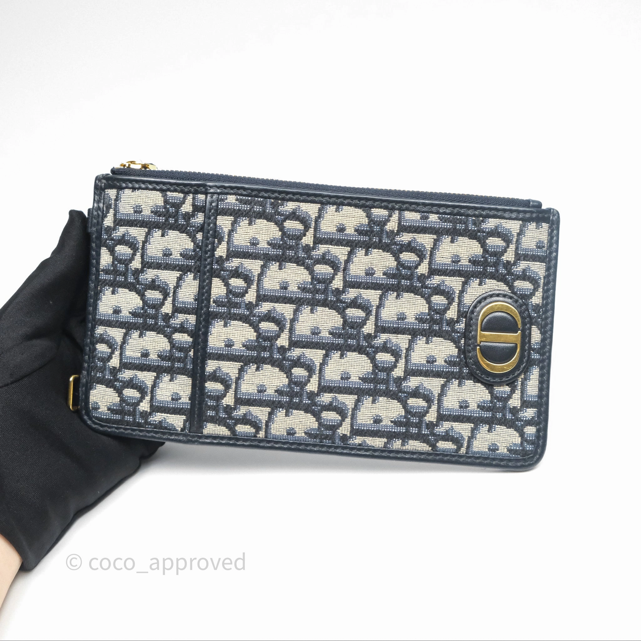 Christian Dior 30 Montaigne Blue Oblique Jacquard Long Wallet
