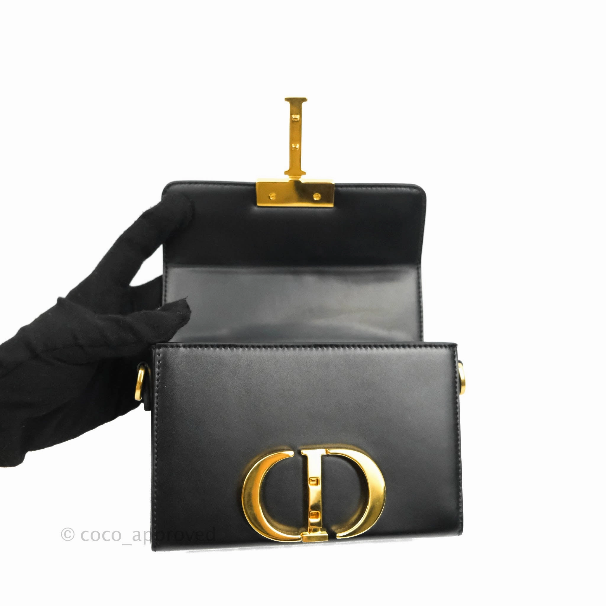 Christian Dior 30 Montaigne Box Bag Black Calfskin Gold Hardware