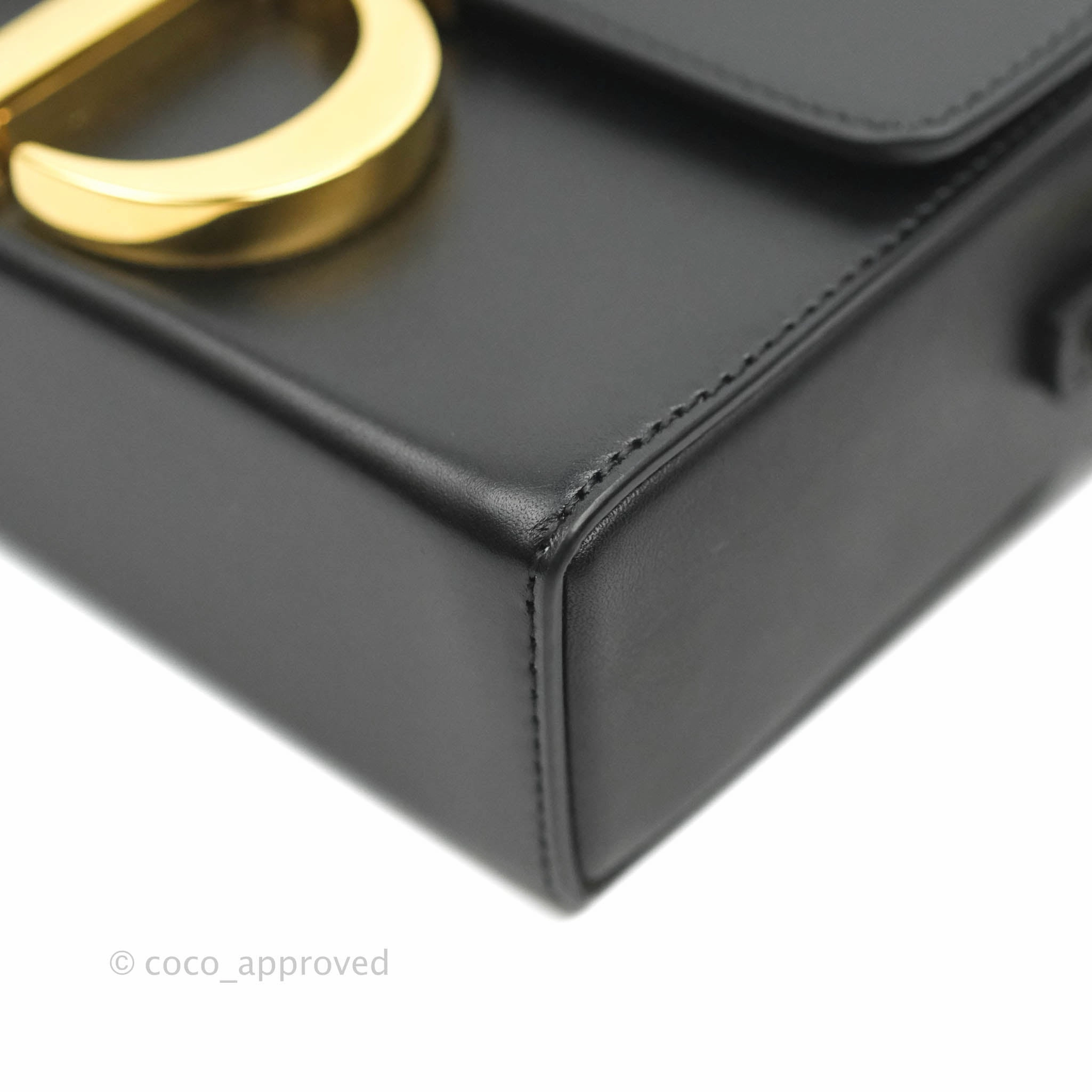 Christian Dior 30 Montaigne Box Bag Black Calfskin Gold Hardware