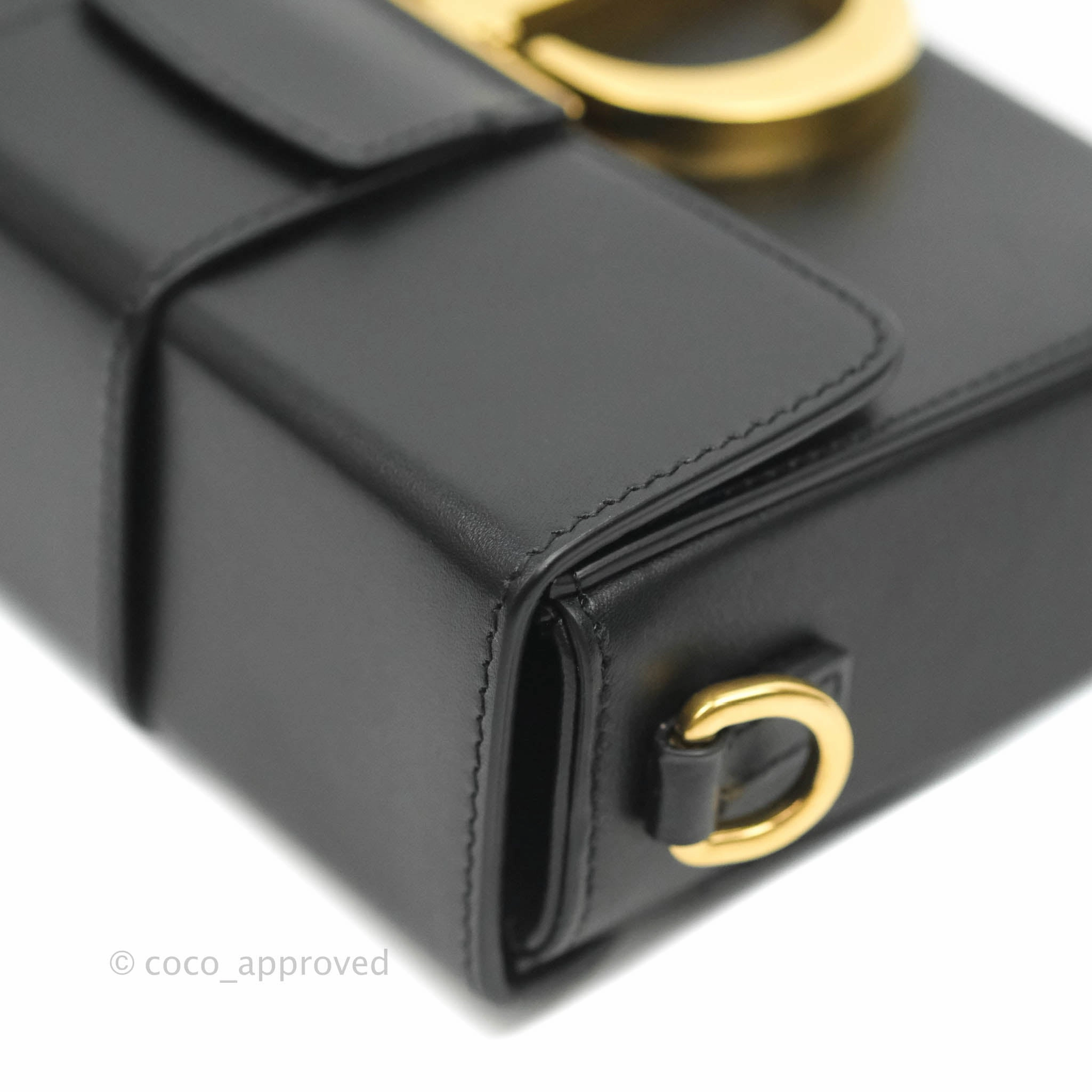 Christian Dior 30 Montaigne Box Bag Black Calfskin Gold Hardware