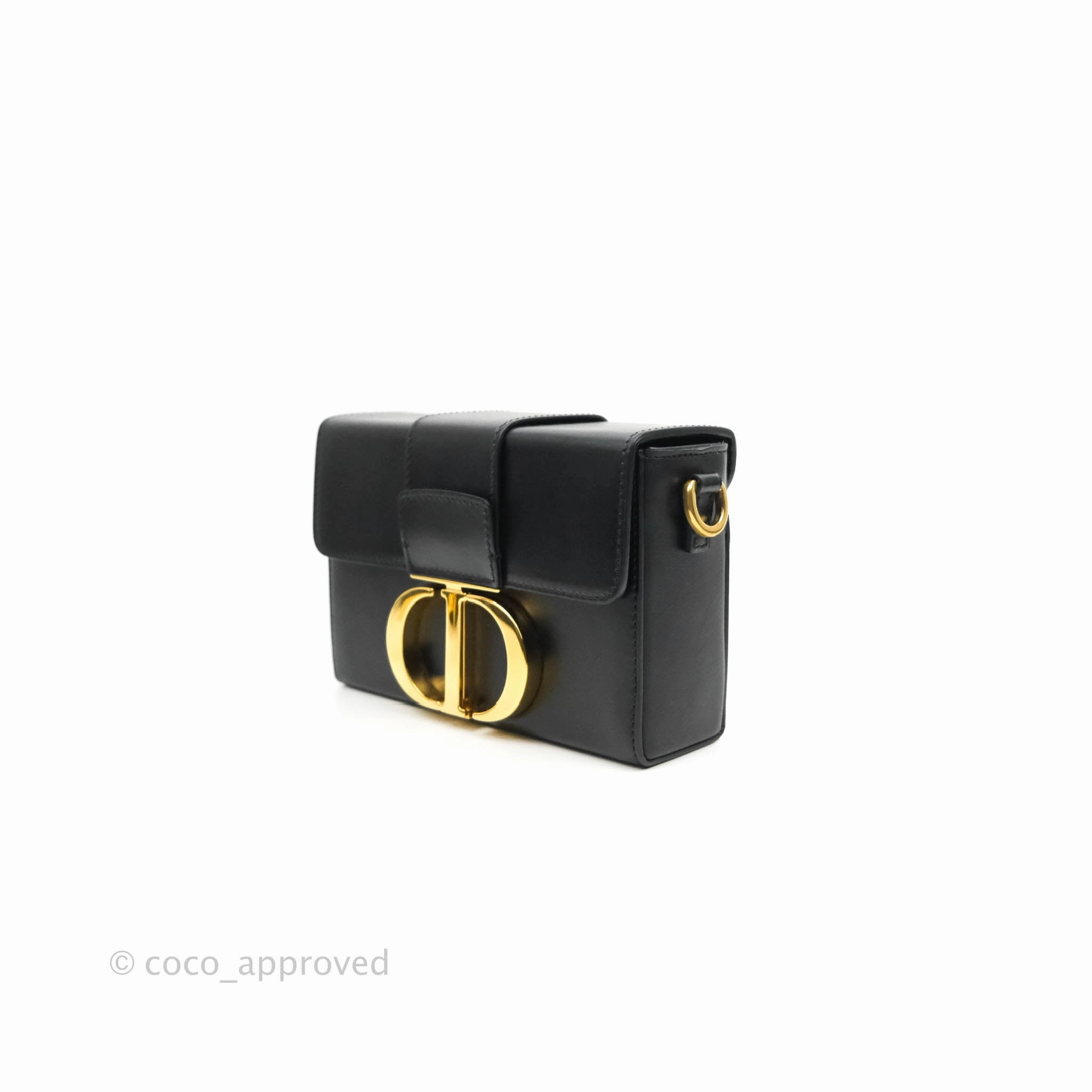 Christian Dior 30 Montaigne Box Bag Black Calfskin Gold Hardware