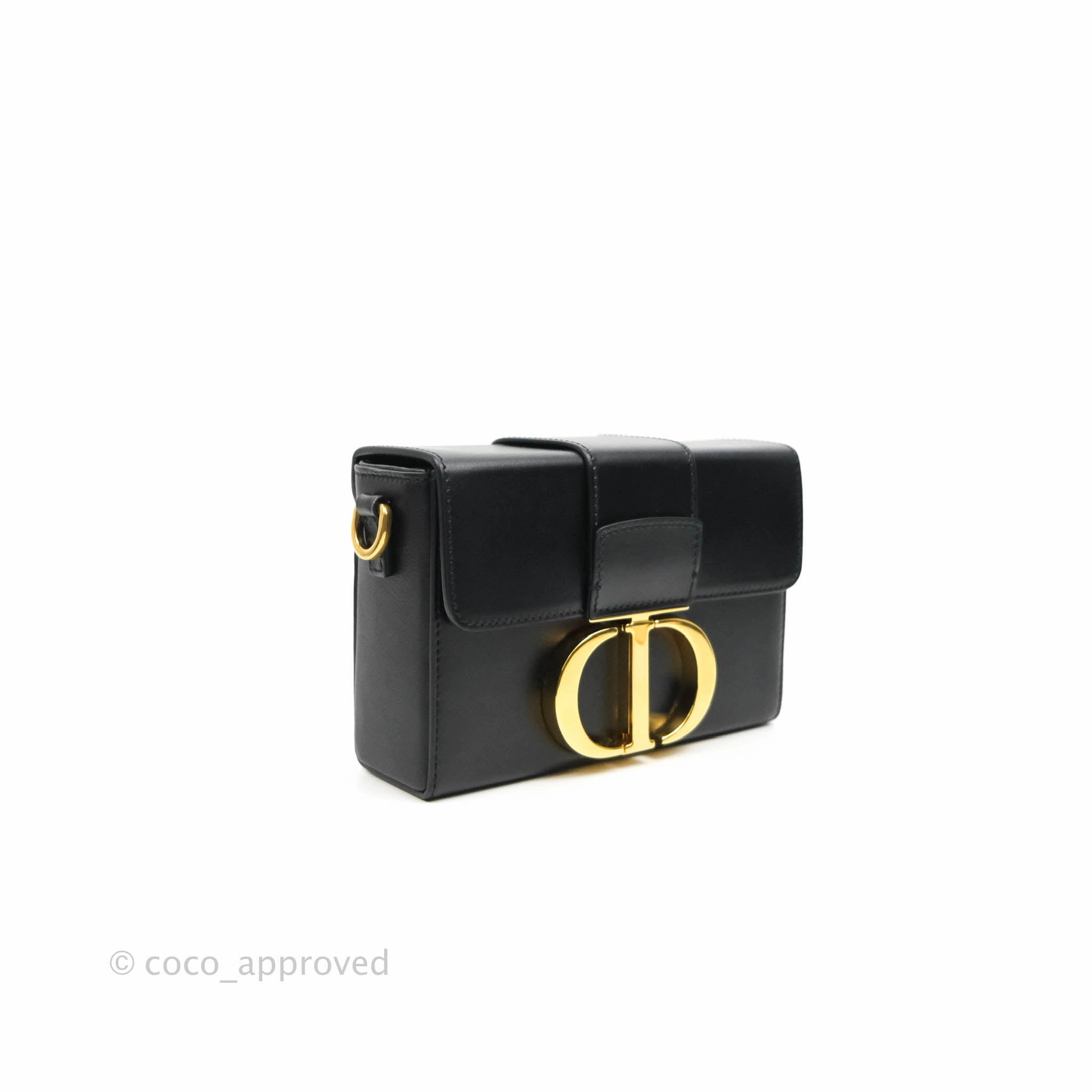 Christian Dior 30 Montaigne Box Bag Black Calfskin Gold Hardware