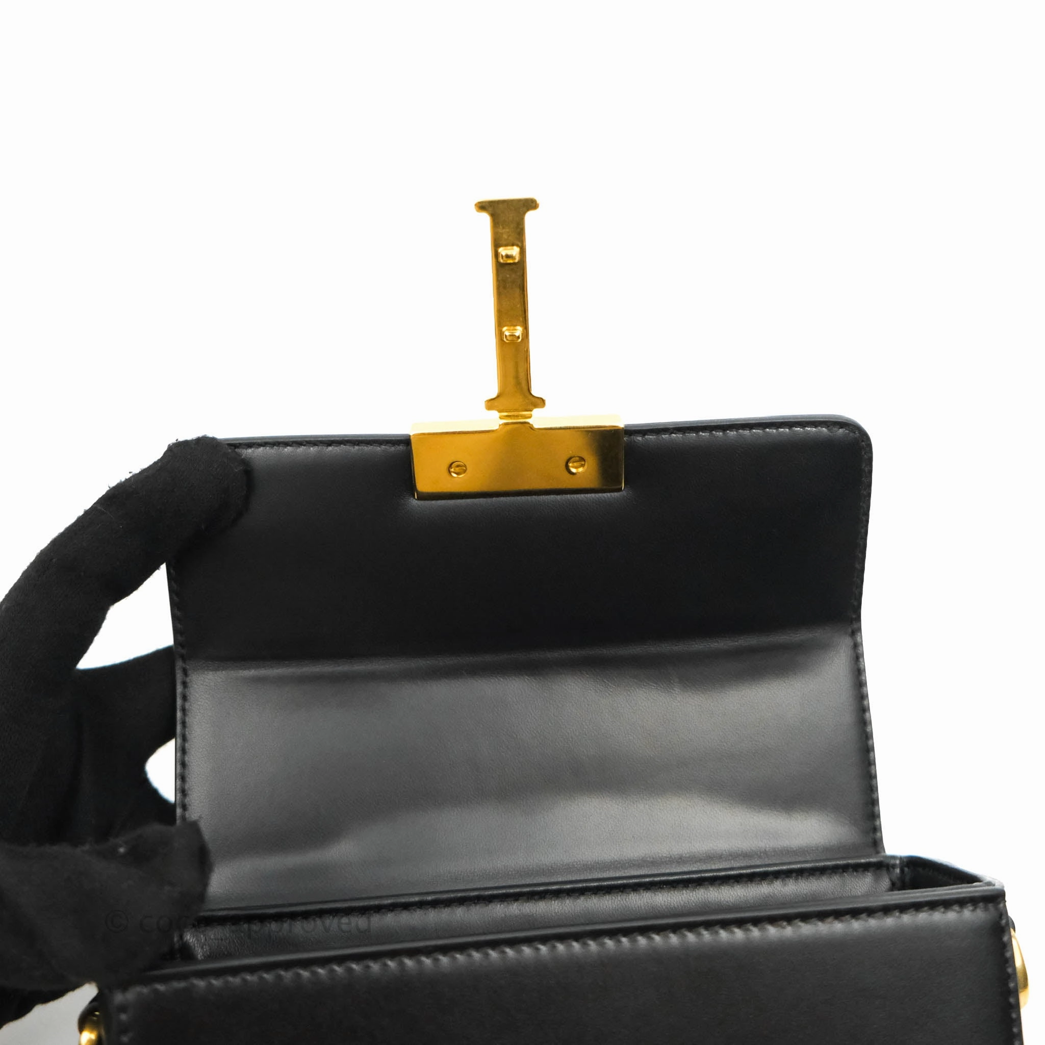Christian Dior 30 Montaigne Box Bag Black Calfskin Gold Hardware