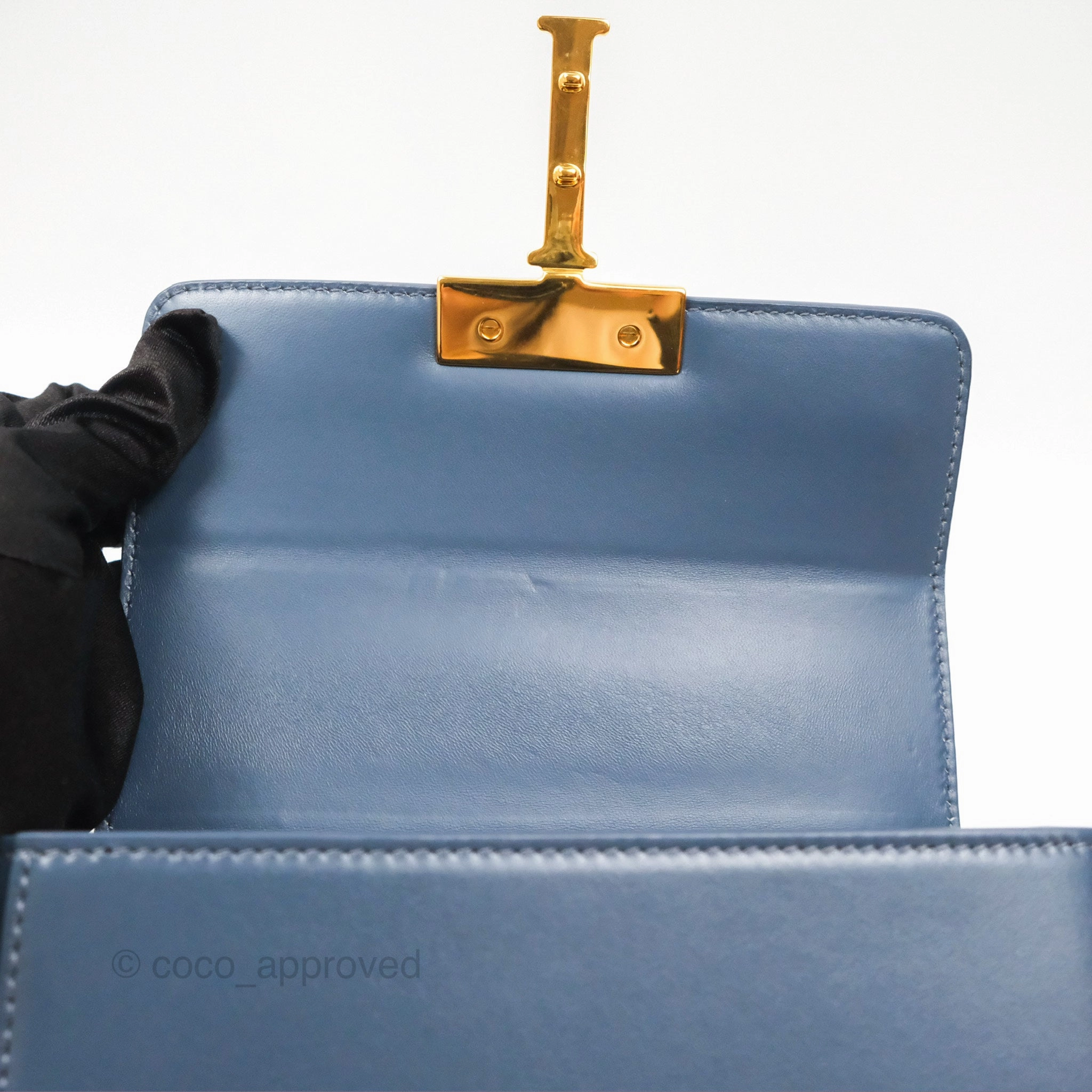 Christian Dior 30 Montaigne Box Bag Blue Calfskin