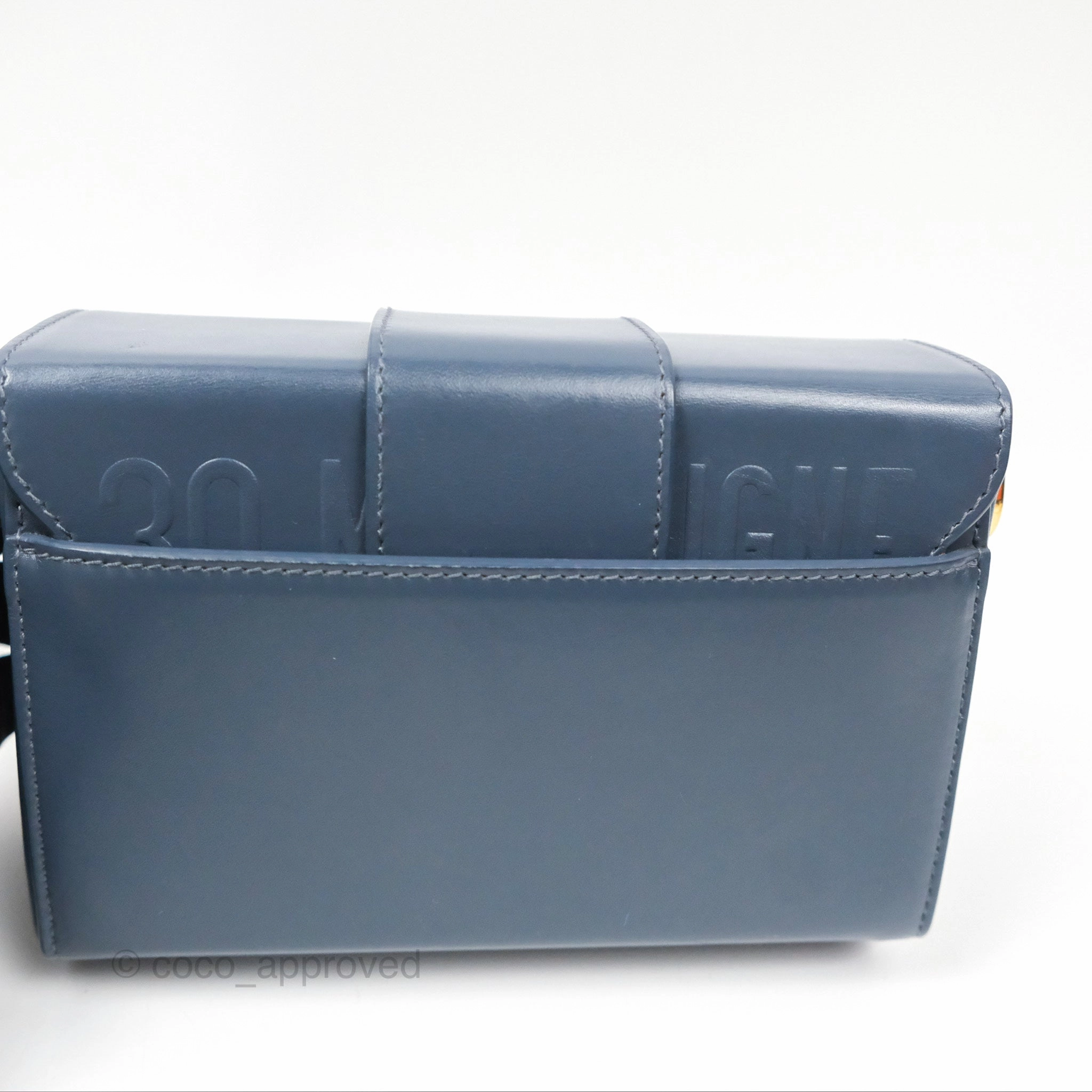 Christian Dior 30 Montaigne Box Bag Blue Calfskin