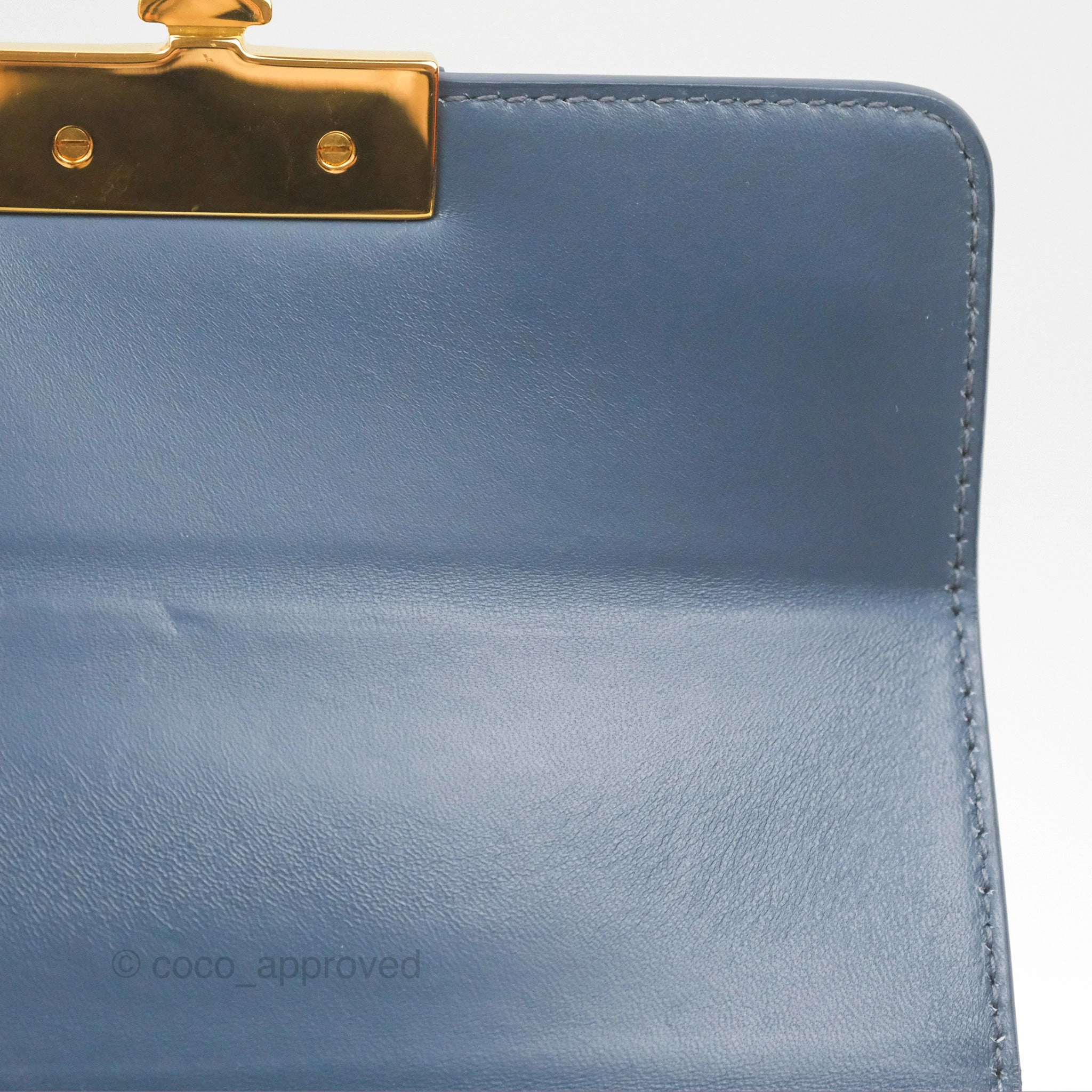 Christian Dior 30 Montaigne Box Bag Blue Calfskin