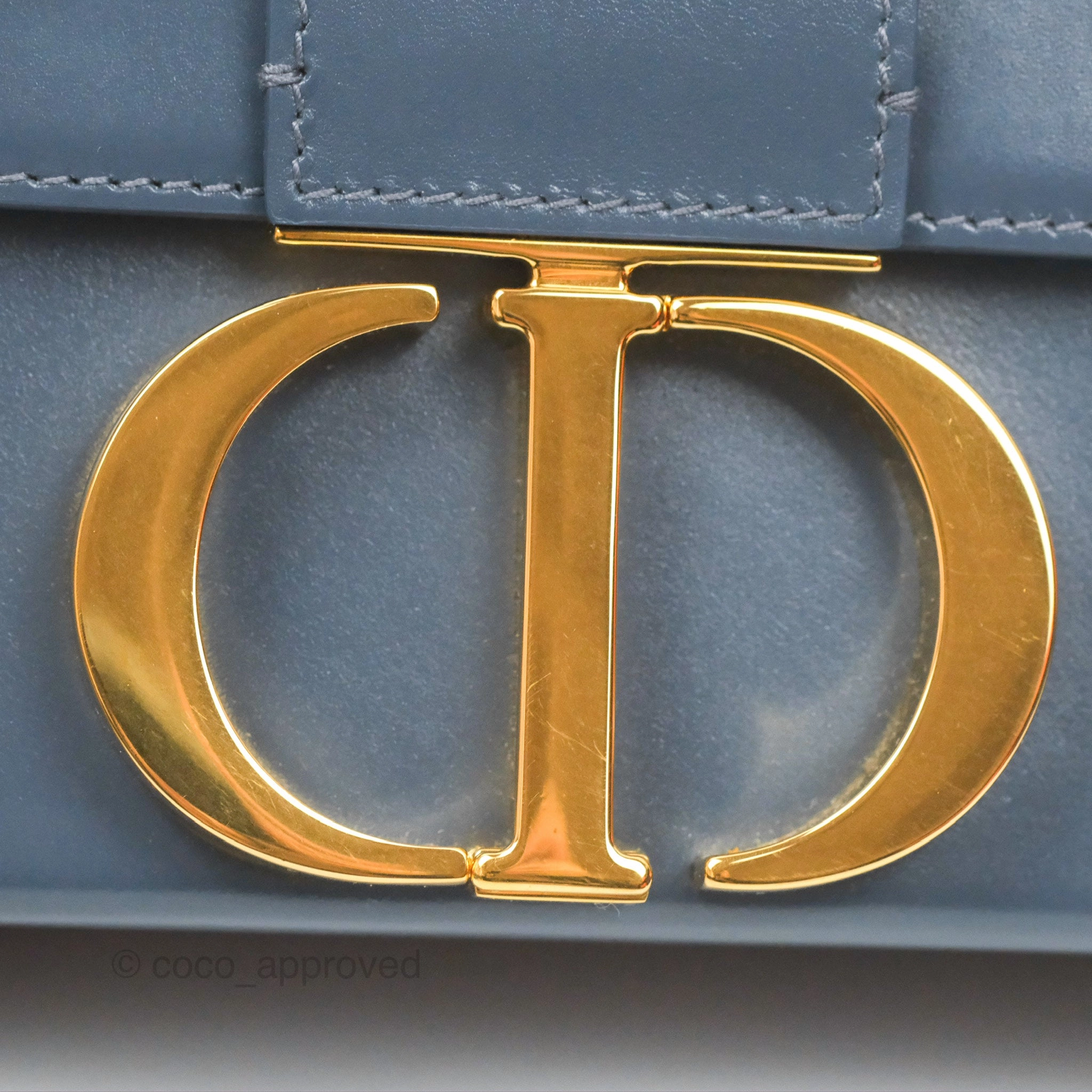 Christian Dior 30 Montaigne Box Bag Blue Calfskin