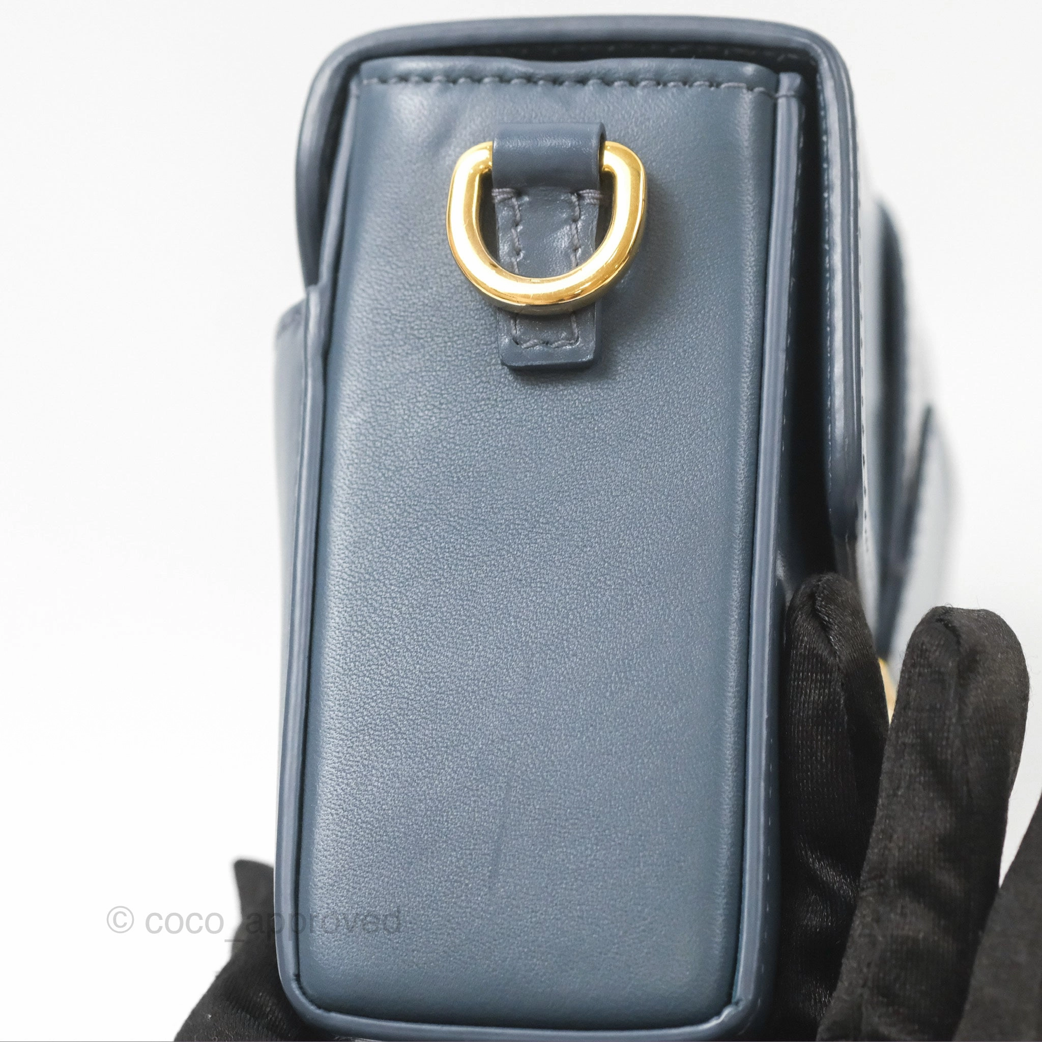 Christian Dior 30 Montaigne Box Bag Blue Calfskin