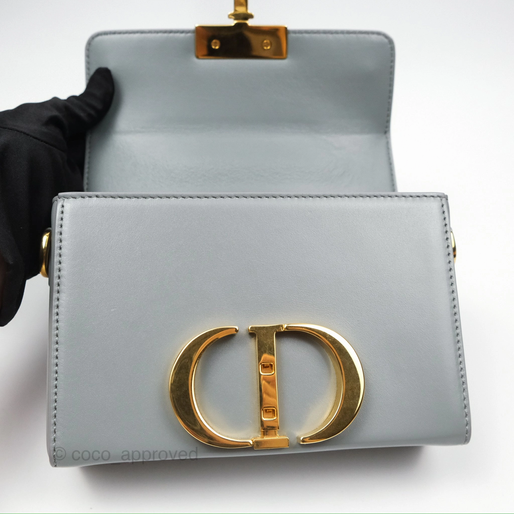 Christian Dior 30 Montaigne Box Bag Grey Calfskin