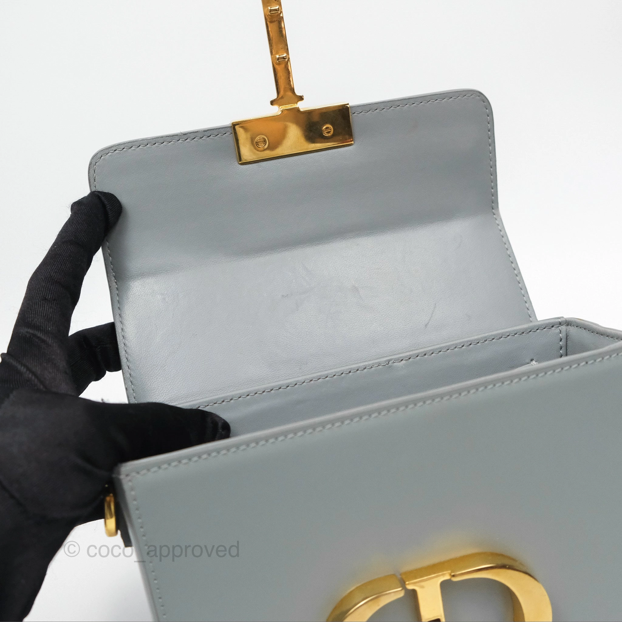 Christian Dior 30 Montaigne Box Bag Grey Calfskin