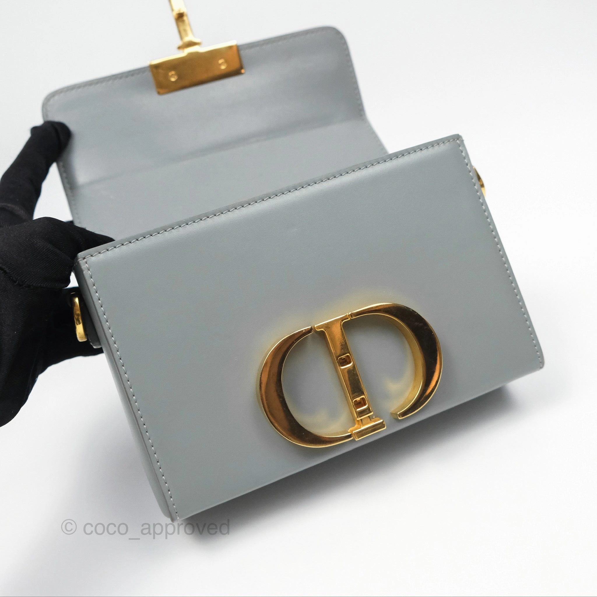 Christian Dior 30 Montaigne Box Bag Grey Calfskin