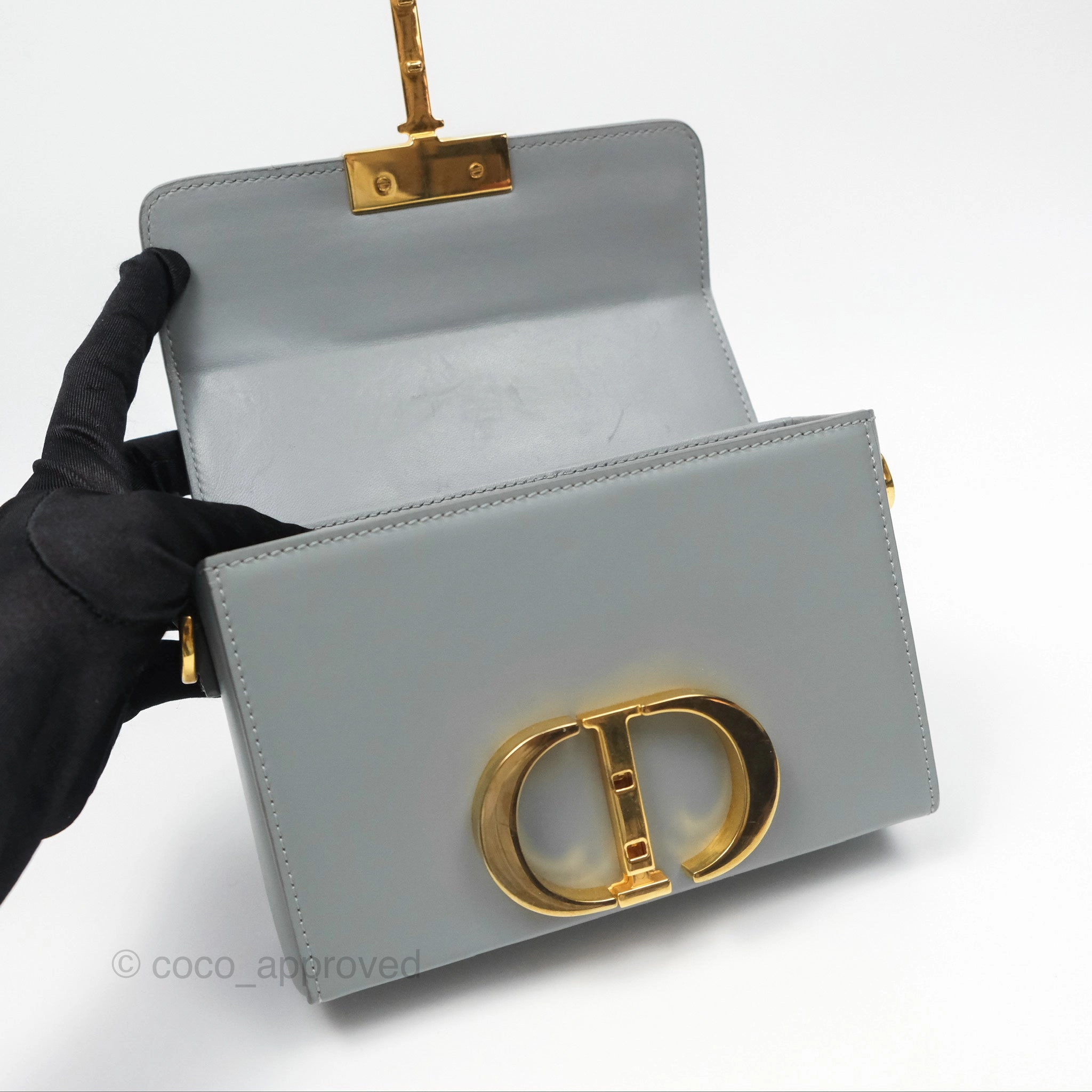 Christian Dior 30 Montaigne Box Bag Grey Calfskin