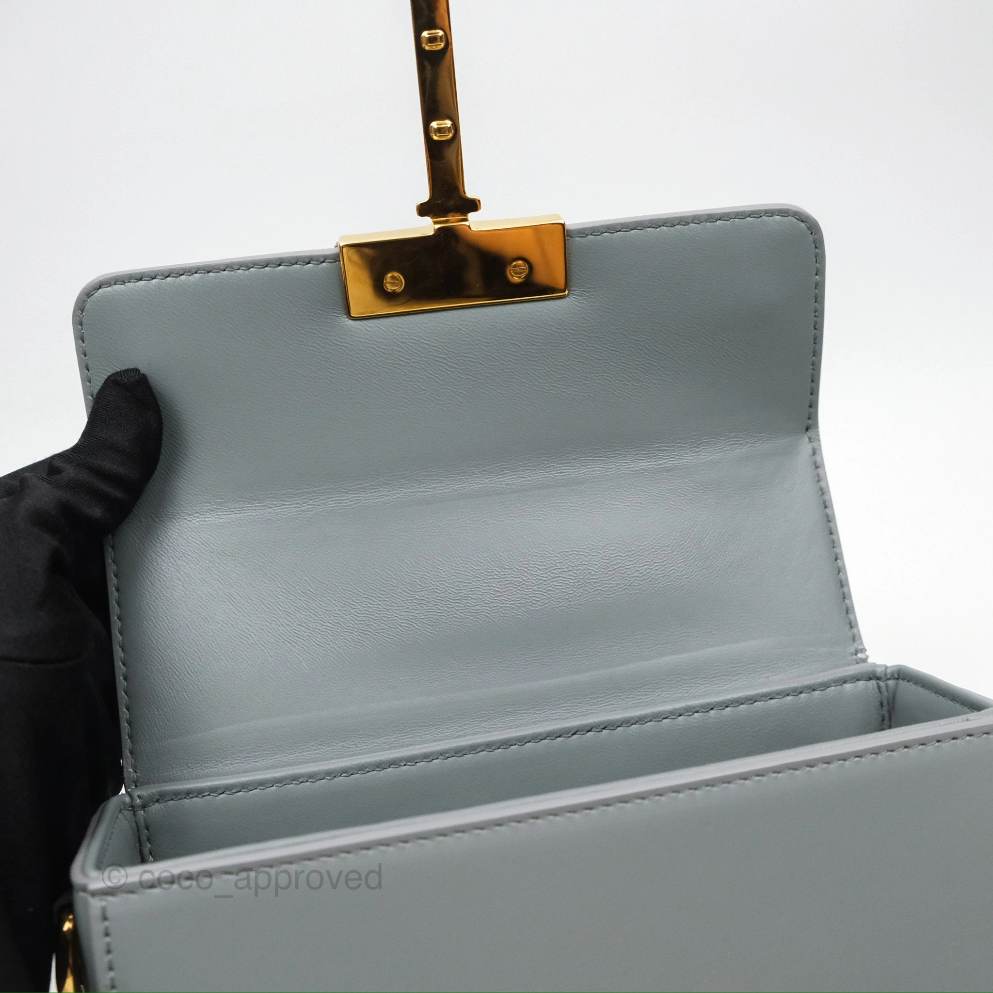 Christian Dior 30 Montaigne Box Bag Grey Calfskin