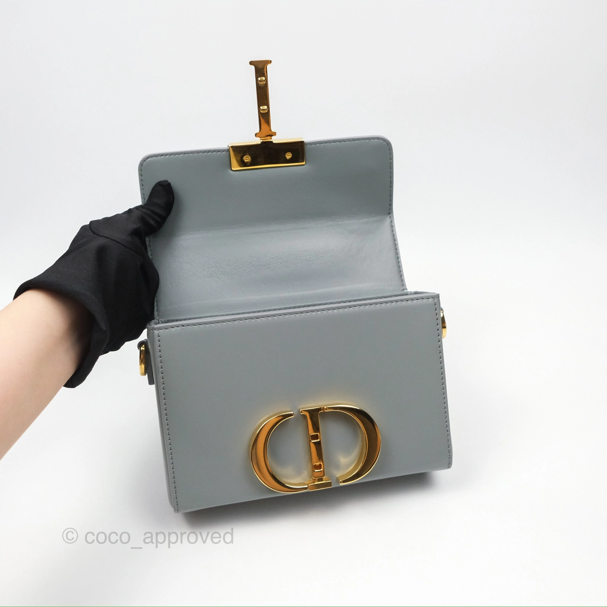 Christian Dior 30 Montaigne Box Bag Grey Calfskin