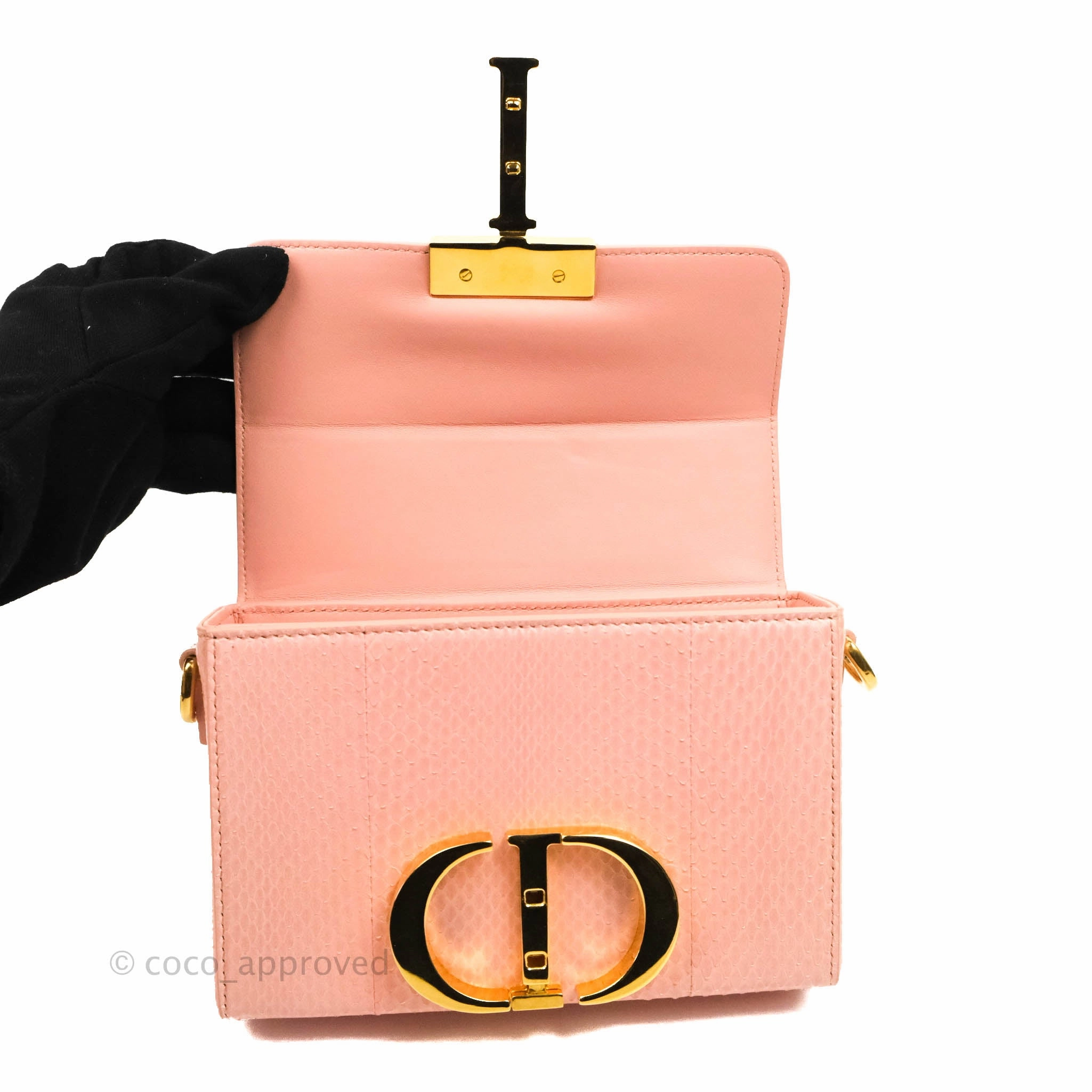 Christian Dior 30 Montaigne Box Bag Python Rose Des Vents
