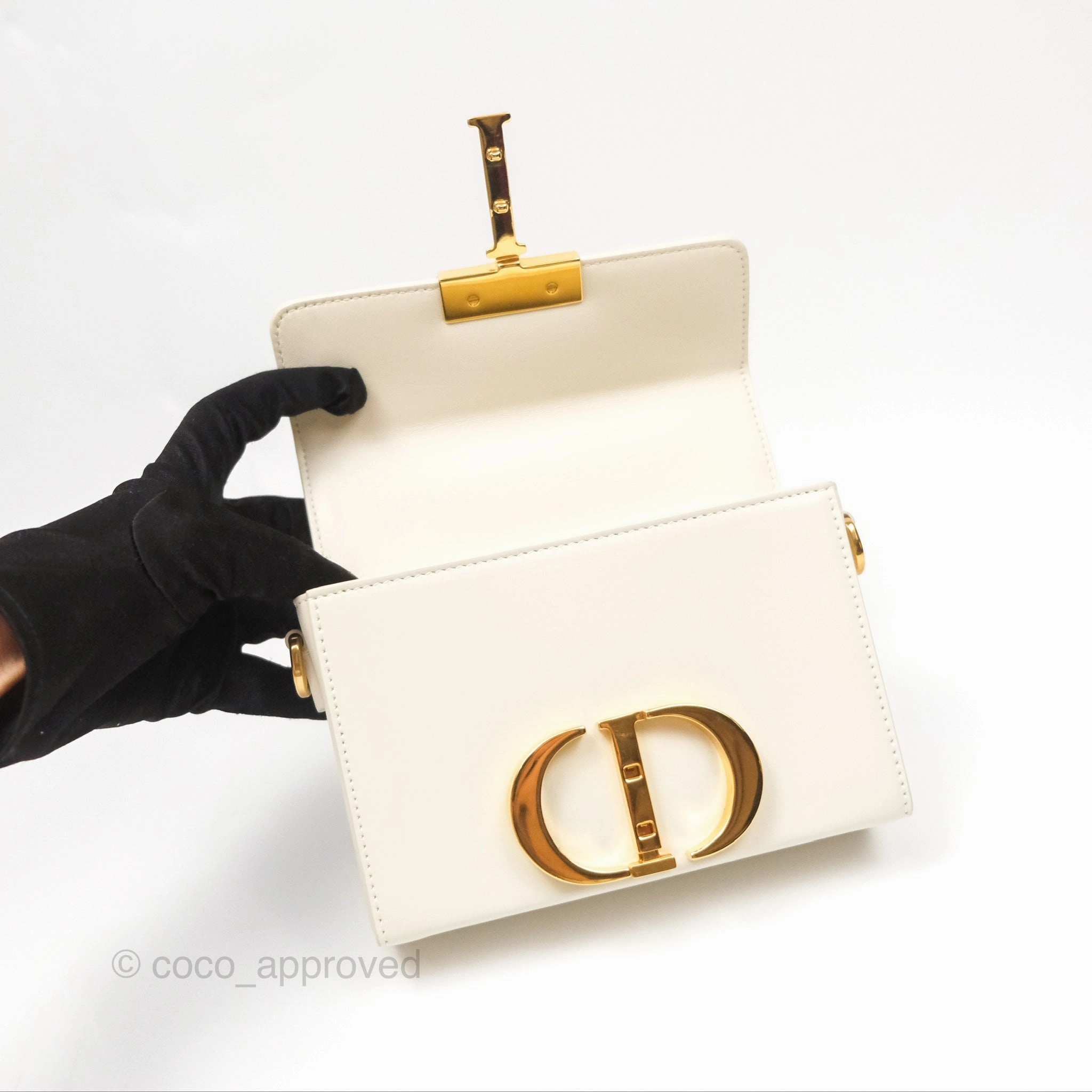 Christian Dior 30 Montaigne Box Bag White Calfskin